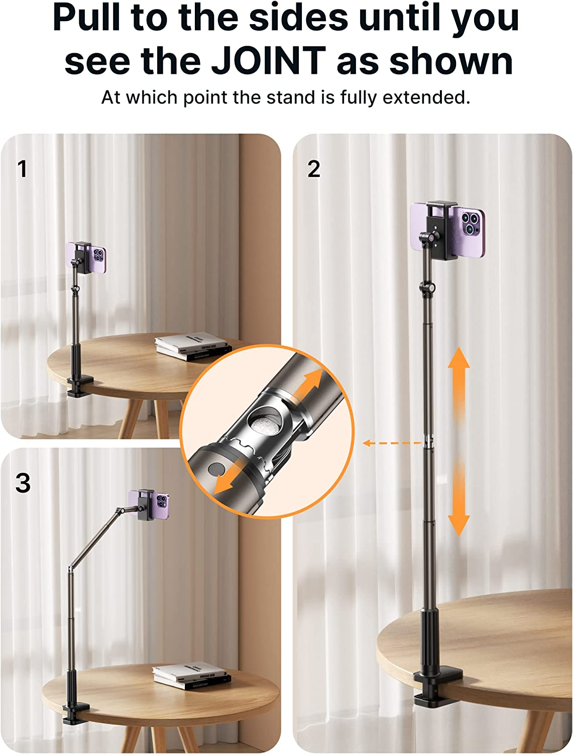 JSAUX Phone Holder for Desk and Bed Compatible with Iphone 14 13 12 11 Gooseneck Cell Phone Stand Gift Flexible Universal Phone Mount 360 Lazy Long Arm Clamp Clip for Table Bedside [1-Pack, Black] image number 6