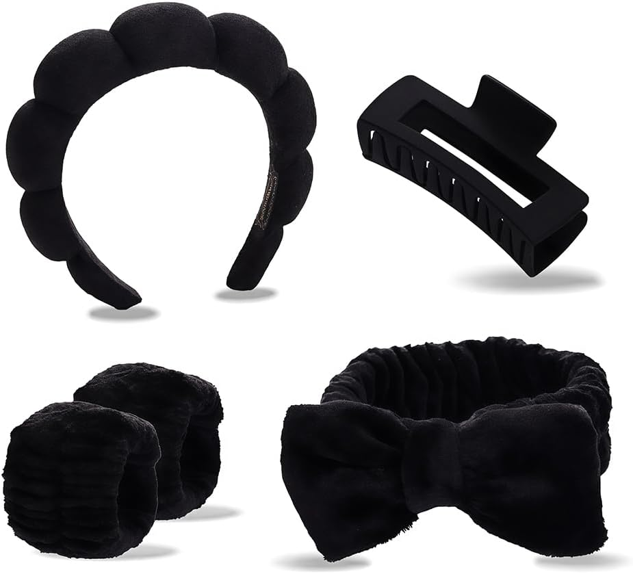 Women'S Spa Hair Set, 5 Pieces Puffed Sponge Make-Up Headband for Women and Girls, Household Essentials for Women, for Skin Care, Face Washing, Shower, Girls Household Items image number 2