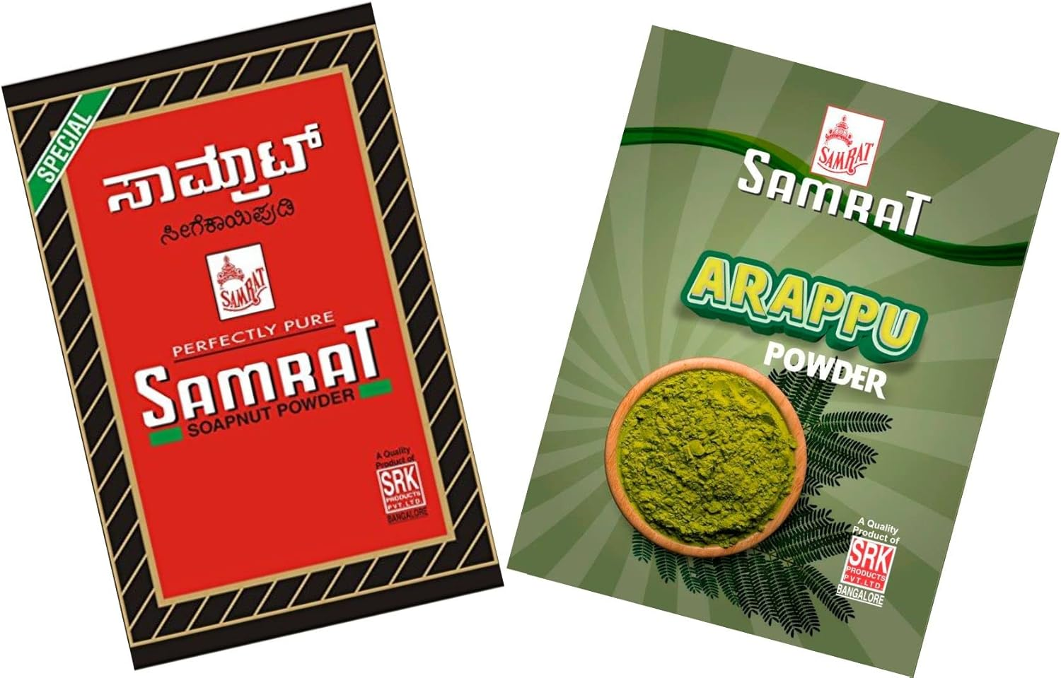 SAMRAT Shikakai Powder 500Gm & Arappu Powder 400Gm Combo Pack image number 2
