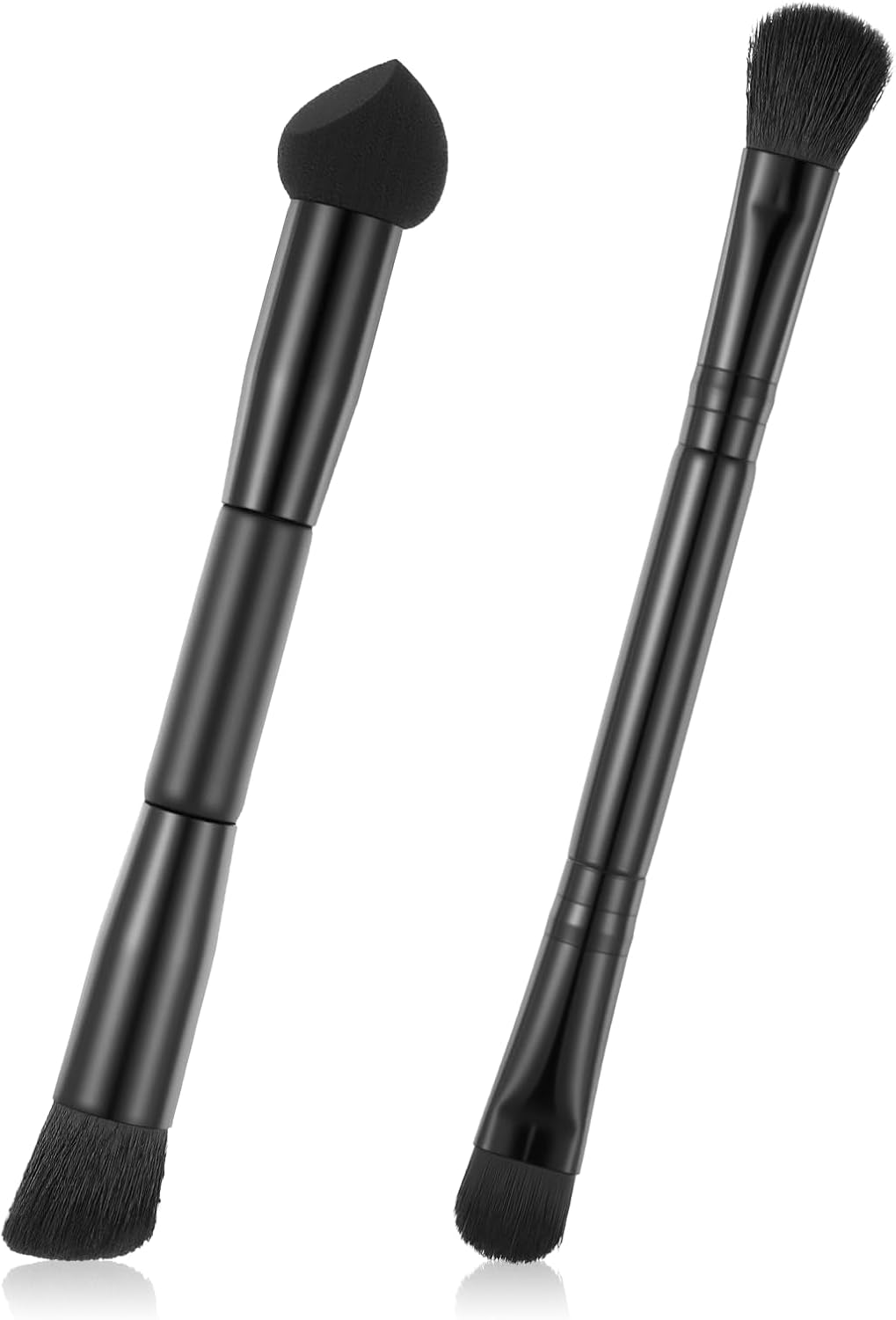 Pack of 2 Double Hair Root Powder Brushes, Dual Ended Hairline Brushes, Root Concealer Brush, 2-In-1 Hairline, Sponge Brush for Men and Women, Black