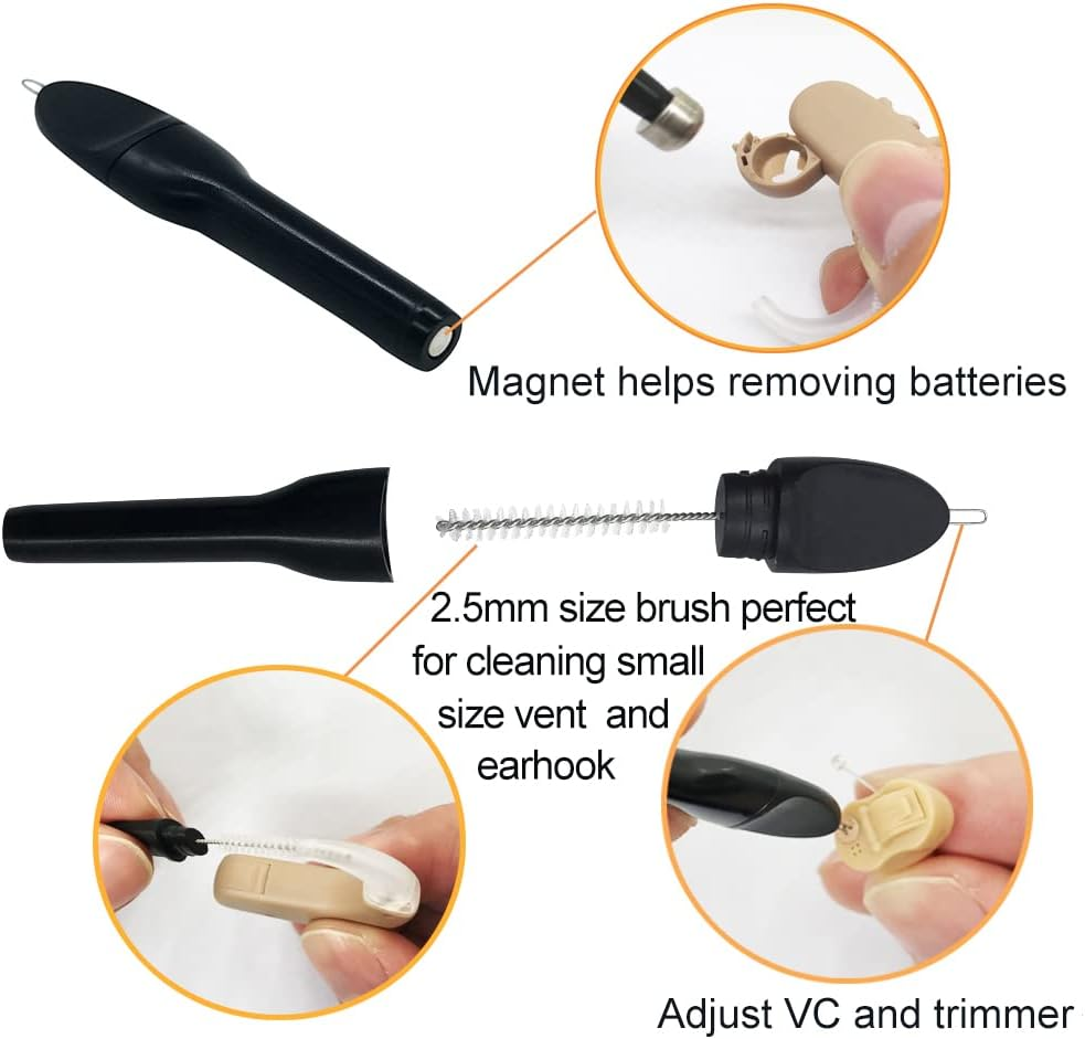 12 Pieces Hearing Aid Cleaning Kits, Hearing Amplifier Brush Tools with Wax Loop and Magnet Suitable for Earbuds,Headphones,Airpods Cleaner Brush Kits with Storage Case image number 3