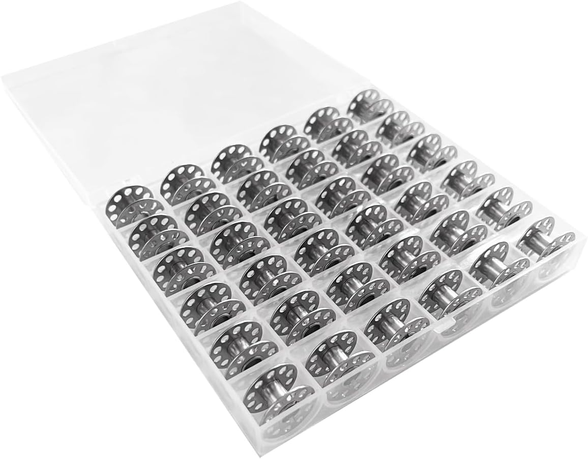 36PCS Sewing Bobbins with Bobbin Case, Sewing Machine Bobbins for Craft Sewing, Betybedy Metal Bobbins Set, Sewing Machine Accessories (Metal)