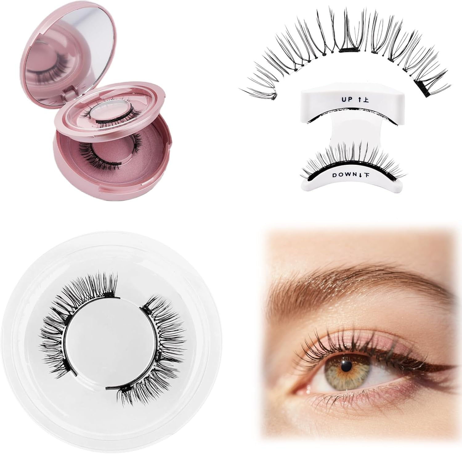 2Pcs Magnetic Eyelashes Kit, Self Adhesive Lashes, Dense Type, Super Natural Look, Reusable, Waterproof (24P+KS01) - K8+Mc001 image number 5