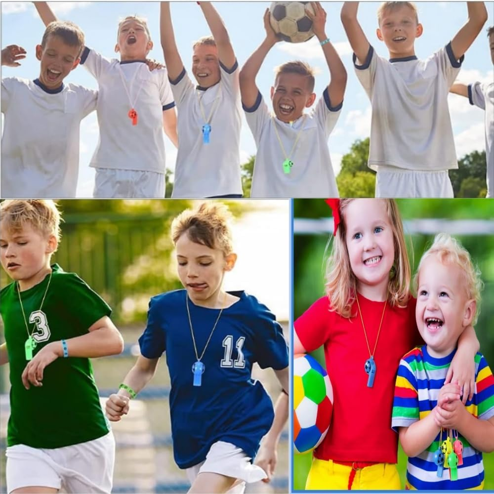 30 Pcs Children'S Whistle with Lanyards, Coaches Referee Whistles, Soccer Pattern Training Sports Whistle, Emergency Safety Whistle, Whistles for Coache, Referee, Teacher