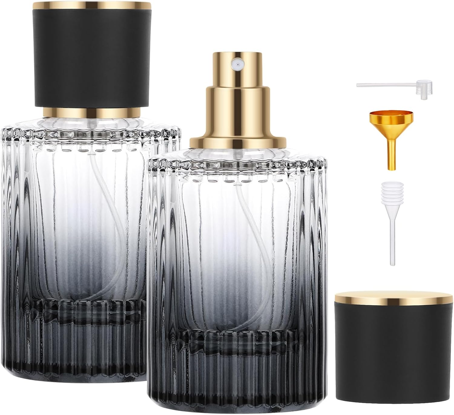 Segus Perfume Decanter, 2 Pcs 50Ml Glass Spray Bottle, Handbag Perfume Atomiser for Business Trips, Portable Fragrance Atomiser (Gradient Green)