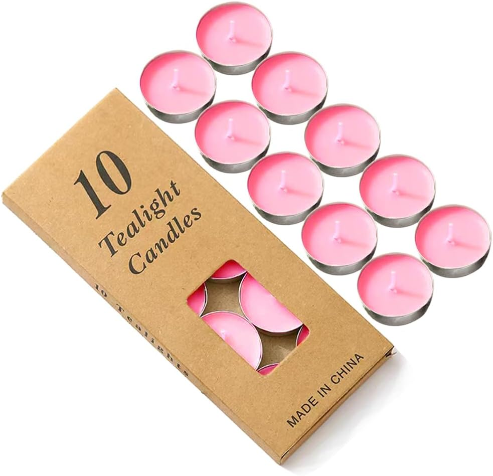 Colored Tealight Candles Handmade Organic Tea Lights Set of 10Pack Small Red Candles 1.5-2 Hours Burn Tea Lights for Valentine'S Day, Birthday, Votive Parties ，Home Decoration (White)