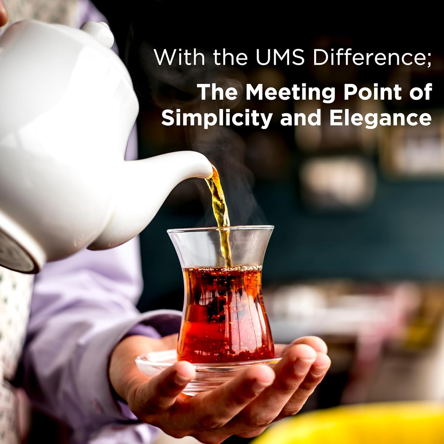 Ums Turkish Tea Glass Set - Slim Waist Design and Thick Sole Prevent Tea from Getting Cold, Easy to Keep for 6 People, 6 Saucers, 6 Glasses, Useful Tea Set (12 Pieces) image number 3