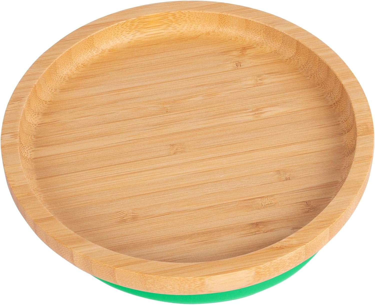 Tiny Dining Children'S Bamboo Suction round Plate - Natural Fibre Baby Toddler Stay Put Segmented Feeding Dish - Green image number 6