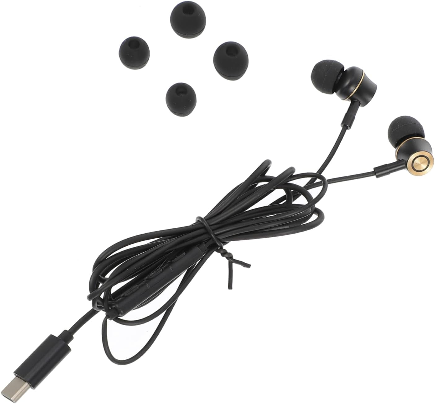 KOMBIUDA USB C Headphone In-Ear Earphone with Microphone Wired Stereo Earbud for Smartphones Black Metal Noise Reduction Suitable for Mobile Devices image number 3