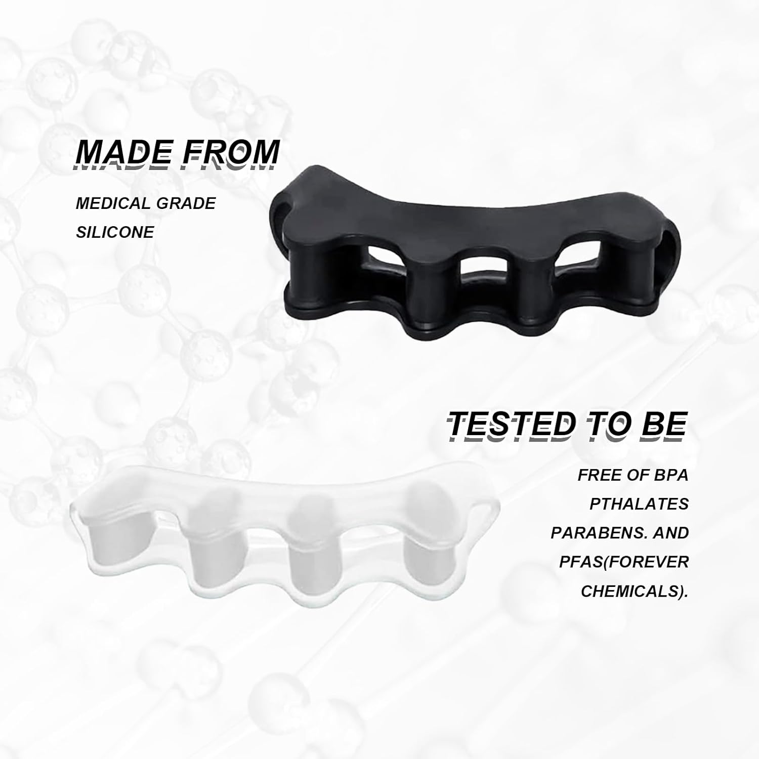 2 Pairs Soft Gel Toe Separators Bunion Corrector Toe Straightener Toe Spacers Big Toe Stretcher for Pain Relief (Black+White) image number 5
