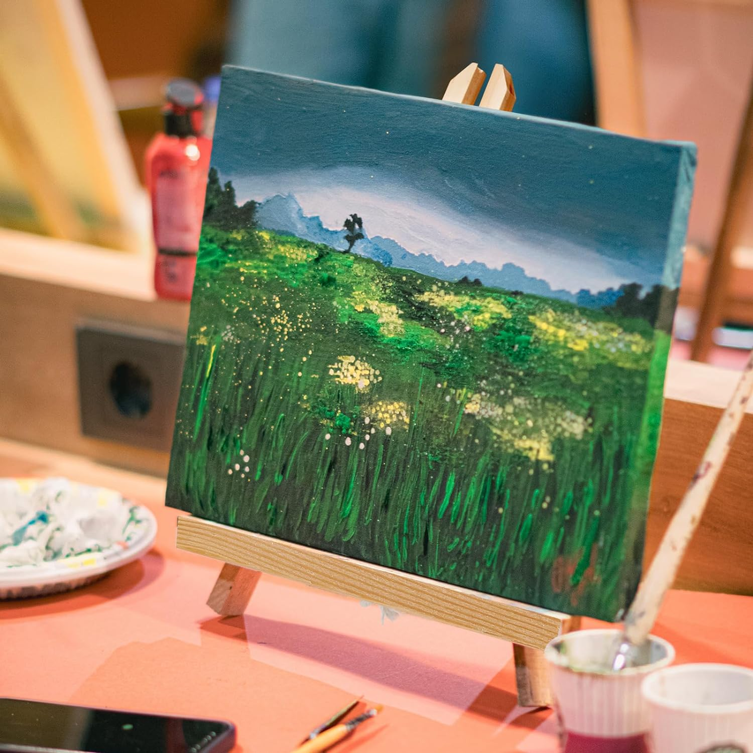 Falling in Art 12Inch Wood Easel Stand, Tabletop Display Stand A-Frame Artist Easel for Painting Canvas, Portable Photo, Picture and Sign Holder (4 Pack) image number 4