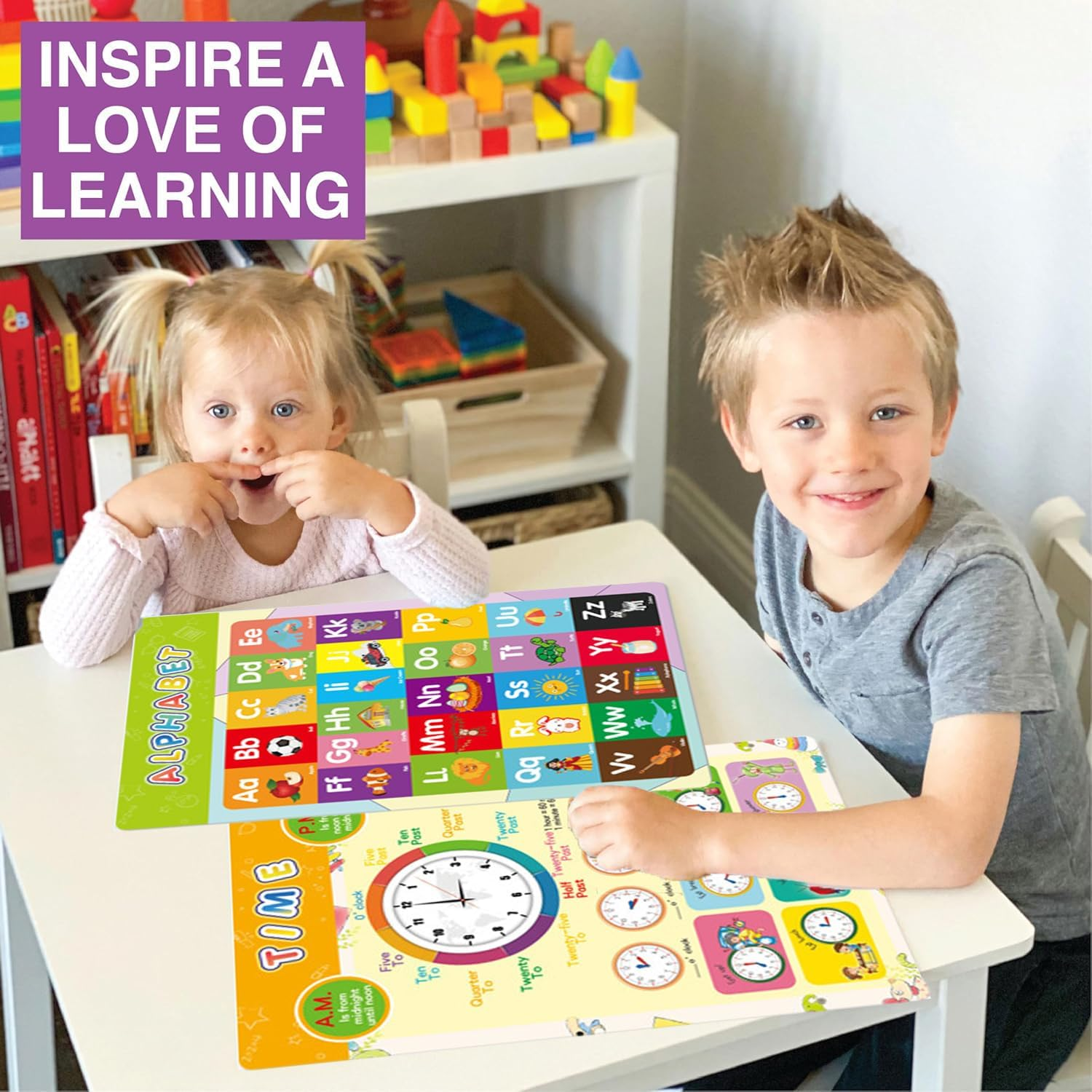 16 Educational Posters for Classroom & Kindergarten, Kindergarten Classroom Must Haves, Laminated Prek Learning Chart Materials Solar System, ABC Alphabet, Shapes, Colors, Days of the Week, Multiplication Table Etc. image number 1