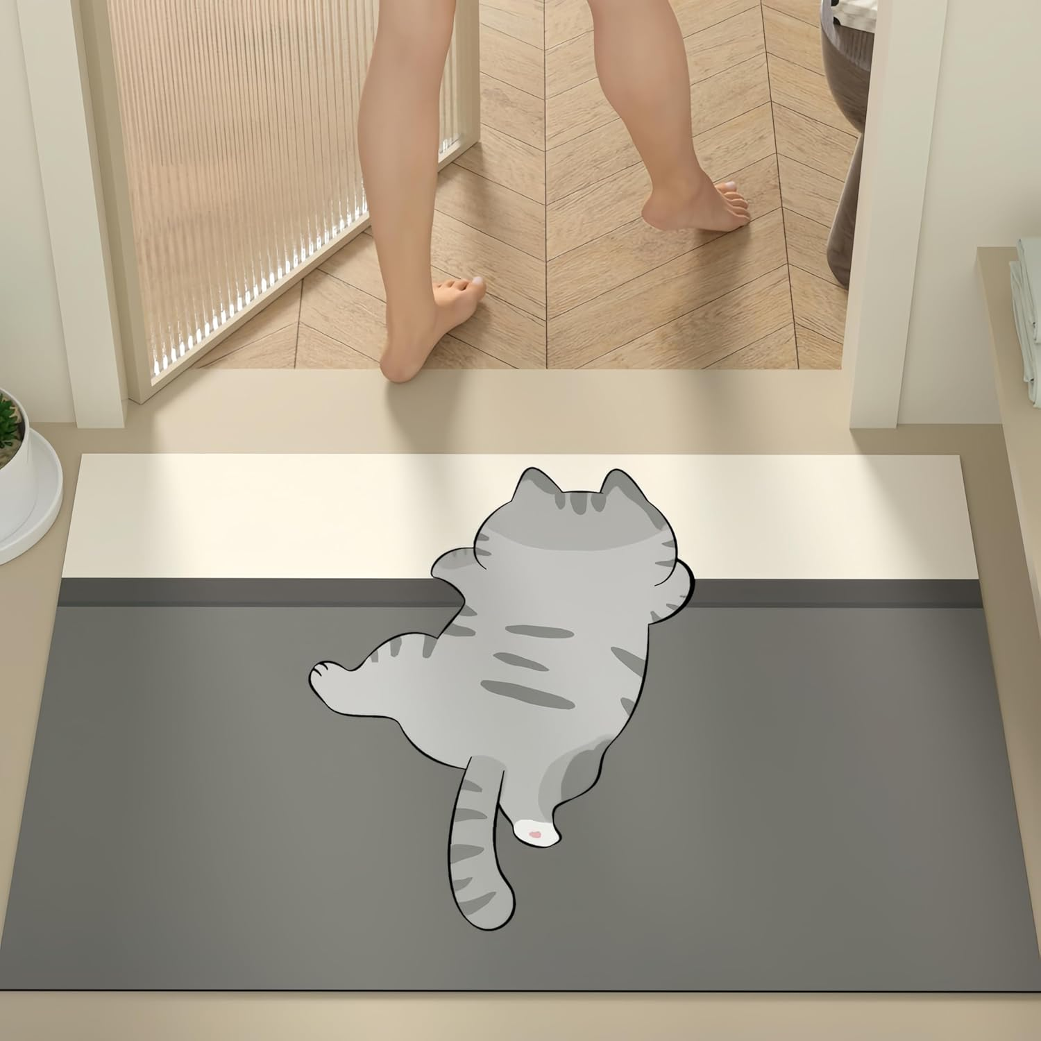 Whamfirm Bathroom Rug Bath Mat, Water Absorbent and Non-Slip Bathroom Mat, Washable Quick Dry Bath Mats for Bathroom Floor, Sink, Bathtub, Shower Room, 50Cmx80Cm (Cat) image number 5