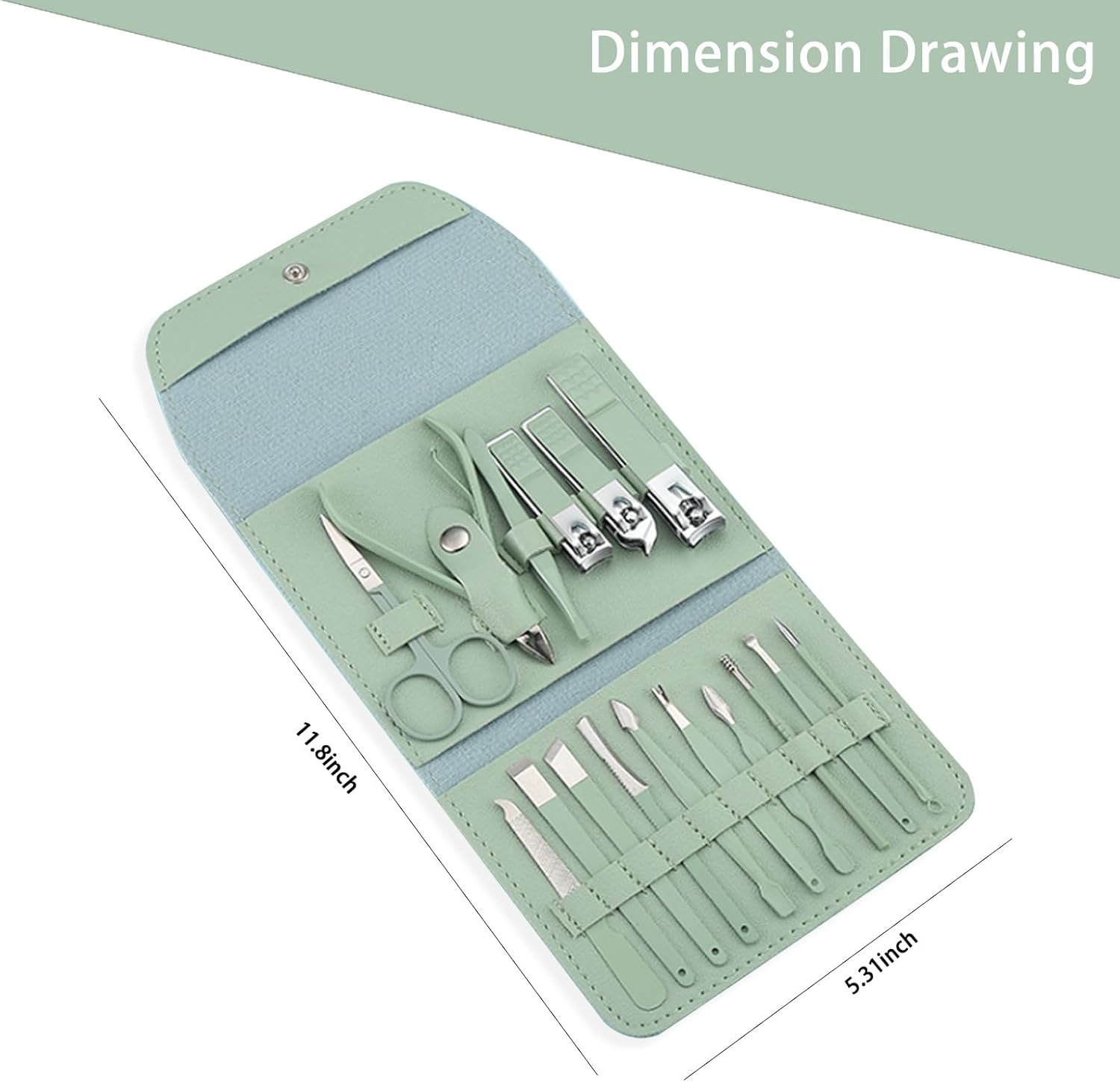 16-Pack Portable Nail Kit with Folding Case, Complete Manicure Set & Nail Clipper Set for Home and Travel image number 3