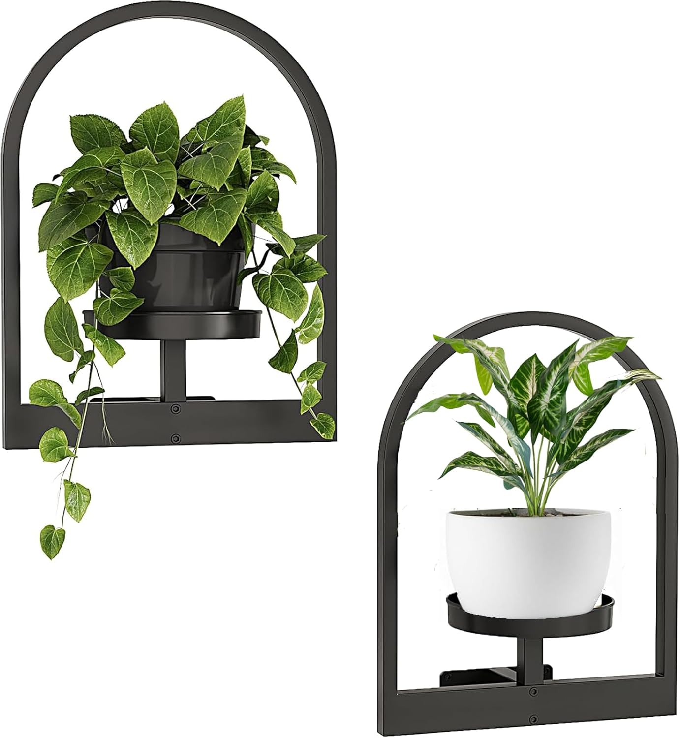 Wall Planters for Indoor Plants,2 Pack Wall-Mounted Hanging Planter Holder,Metal Plant Stand Indoor Wall Decor,Flower Floating Shelves Decor for Living Room Balcony Entryway image number 2