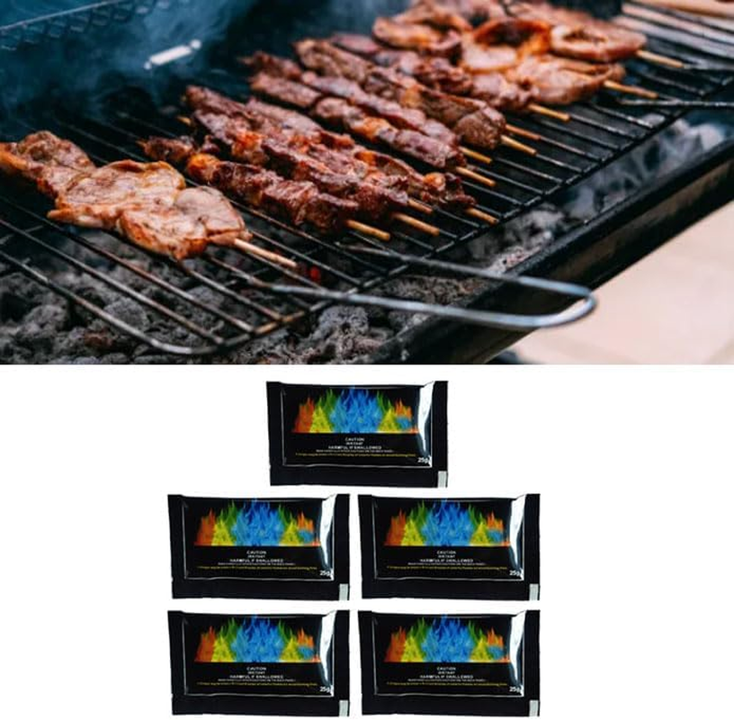 5Pcs 130G Color Changing Powder for Campfires, Bonfires, Colorful Packets with Vibrant Rainbow Colors for Indoor & Outdoor Fireplaces