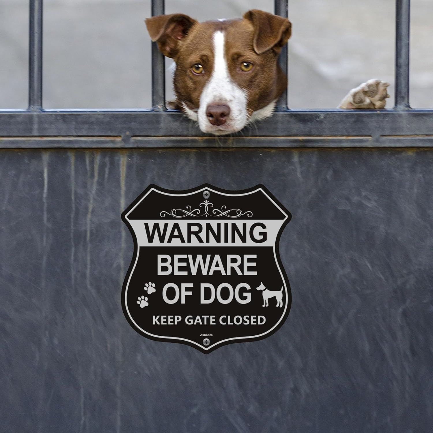 Ashoaza Beware of Dog Signs for Fence, Warning Aluminum Sign Beware of Dog, Keep Gate Closed, Pre-Drilled Holes for Easy Mounting for Door or Gate 20X20 CM (2 Pack) image number 6