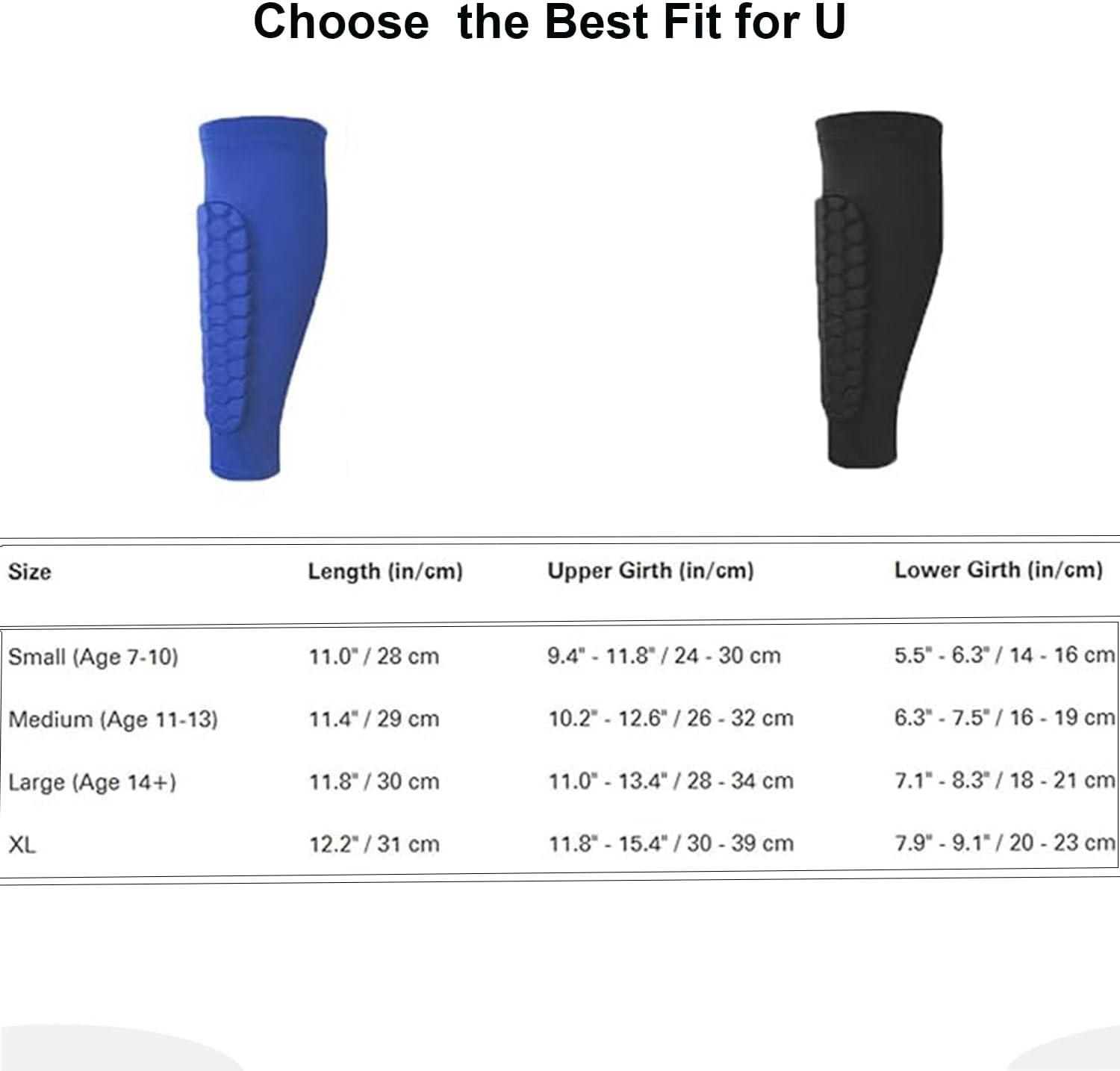 2Pack Soccer Shin Guards Shin Pads,Igugig Calf Compression Sleeve with Honeycomb Pads, Support for Shin Splint Baseball Boxing Kickboxing- 1 Pair