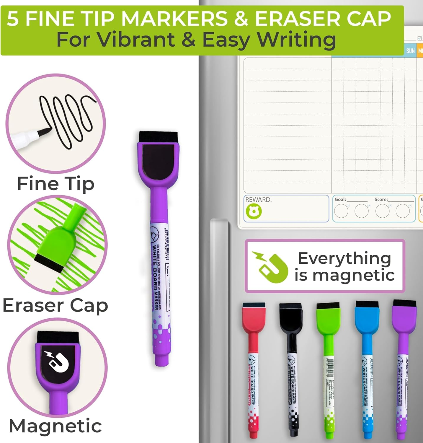QUOKKA Behavior Chore Chart for Multiple Kids - 7 X 10 Inch Magnetic Chore Chart Also Hangs on the Wall - Includes 2 Charts and Accessories, Accomodates All Ages from Toddlers to Teens