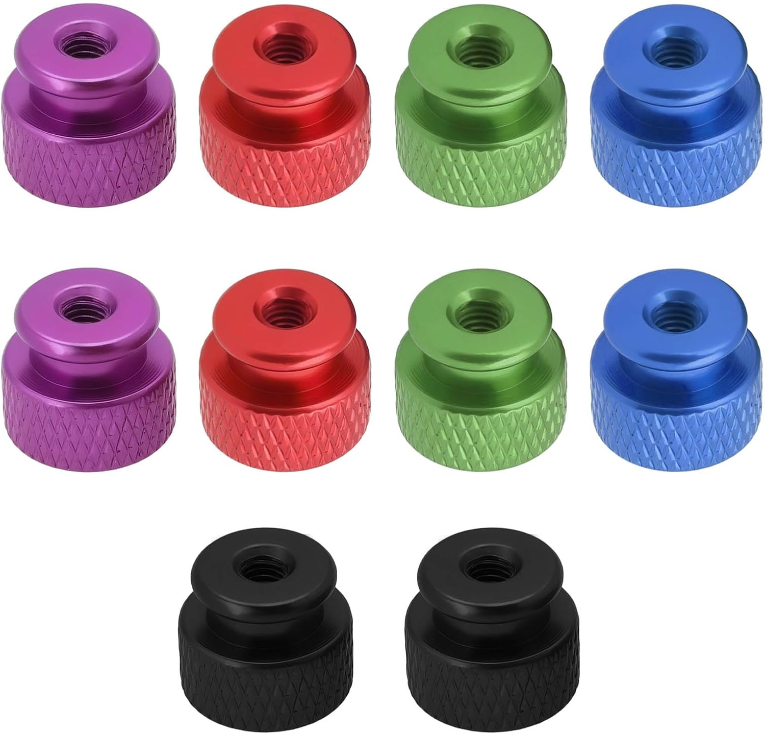 SING F LTD 10PCS Knurled Thumb Nut M4X0.7Mm Aluminum Alloy with Collar High Head Blind Hole Knurled Thumb Nuts 10X10X12.05Mm for Computer Case image number 1