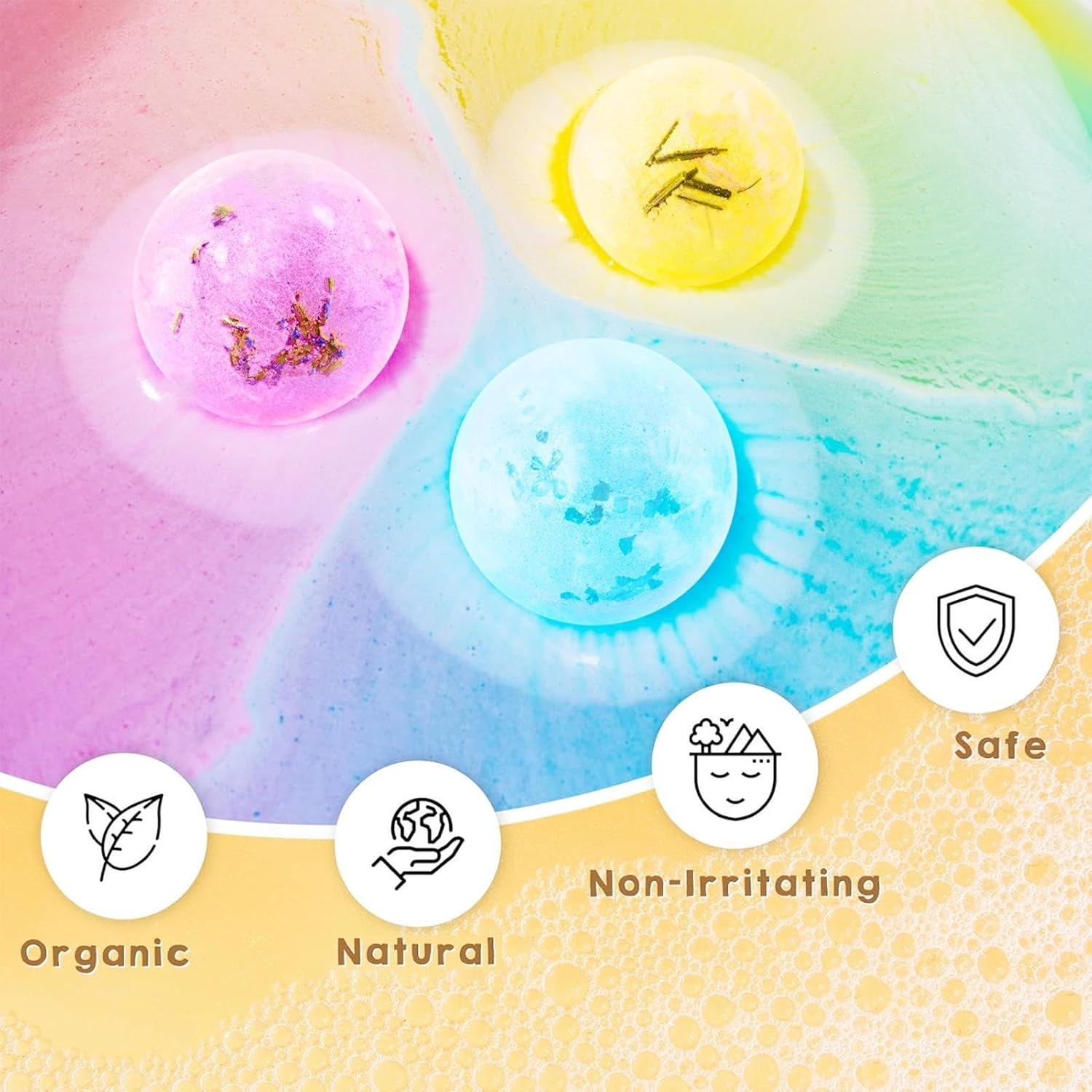 Lyanny Bath Salt Ball - Fizzy Shower Ball Set - Natural Bath Balls Set for Skin Nourishing, Bubble Shower Balls Set of 6, Relaxing Bath Balls image number 1