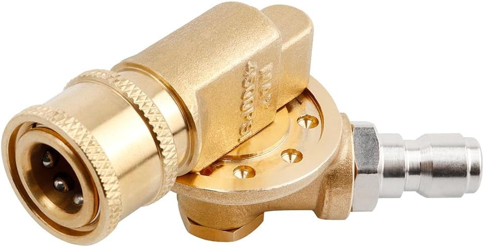 Yakamoz 7 Angles Pressure Washer Pivoting Coupler, 1/4&rdquo; Brass Quick Connect 240 Degree Gutter Cleaner Attachmen for Pressure Washer Tips(4500 PSI) image number 4