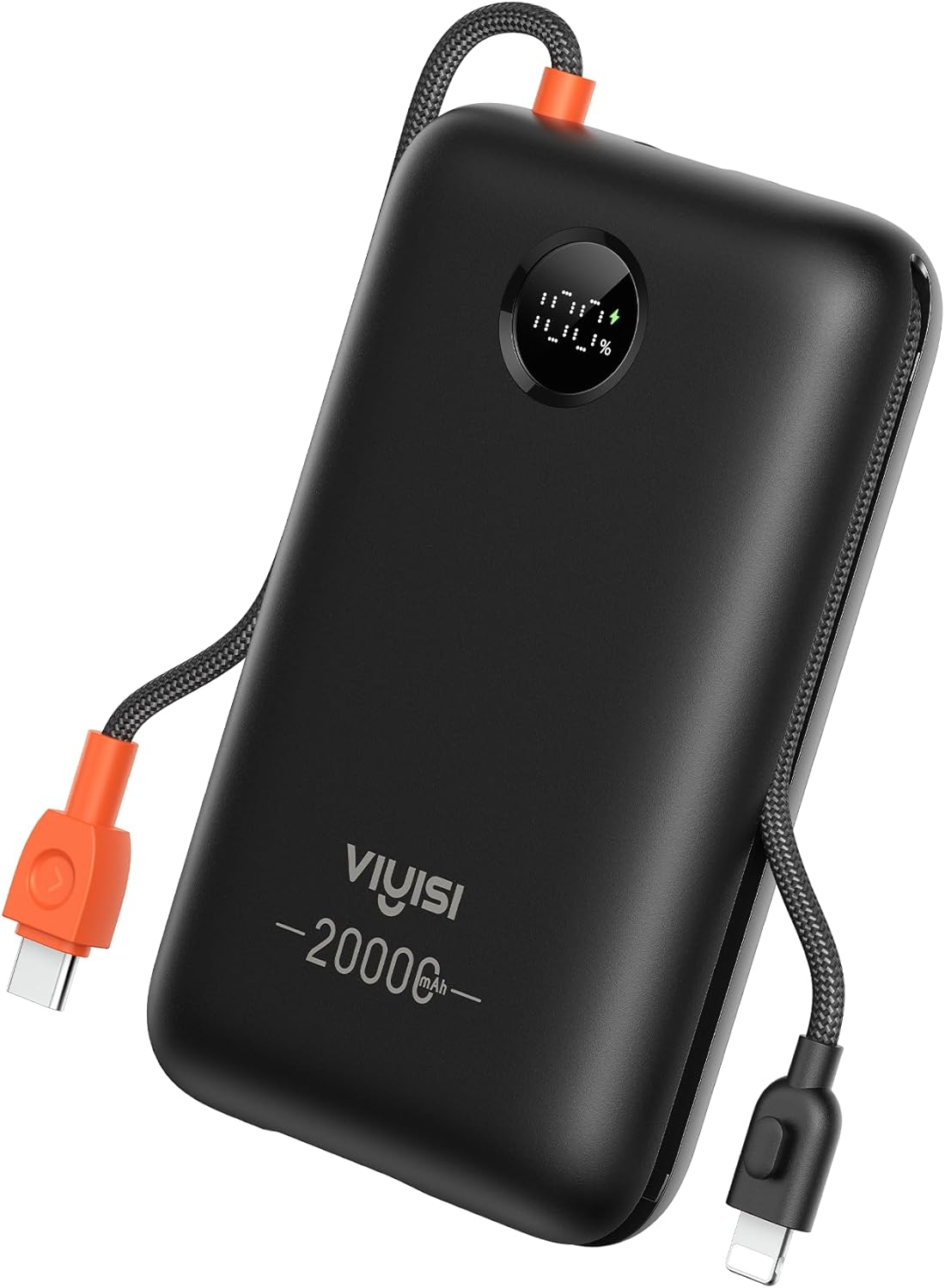 VIYISI Portable Charger 20000Mah 30W Fast Charging Power Bank with Built-In Cables & LED Display, USB C Battery Pack Compatible with Iphone 16 15 14 Samsung S24 Travel Essentials(Black) image number 5