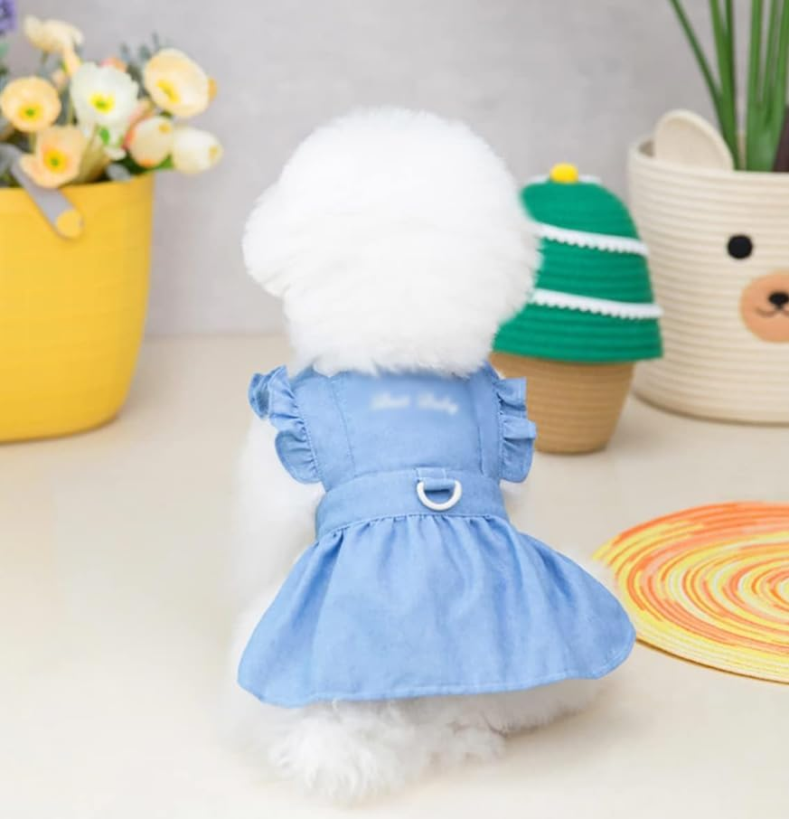 Dog Dress Puppy Luxury Skirt Dog Clothes Princess Dresses Wedding Evening Dress Tutu Skirt Denim Skirt for Small Dog Light Blue (Light Blue, S) image number 1