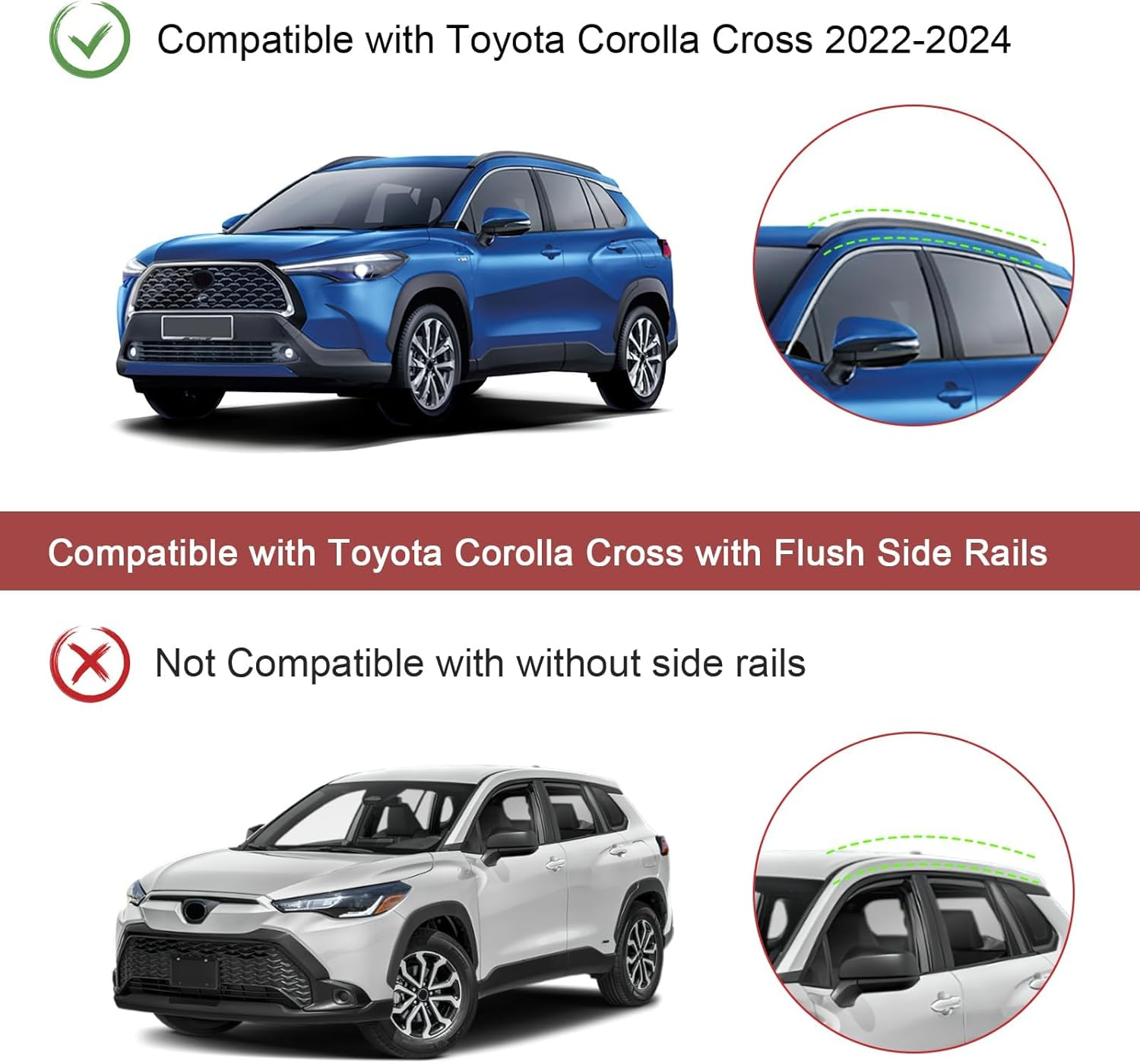 Cross Bars Roof Racks Compatible with Toyota Corolla Cross 2022 2023 2024 Aluminum Crossbar Roof Rail Bar 2PCS Lockable for Canoe, Kayak, and Bike image number 1
