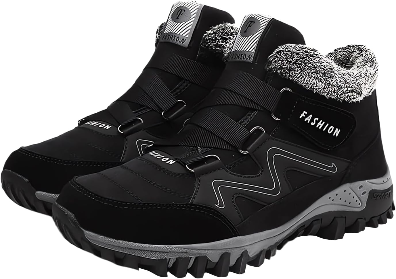 Winter Snow Boots - Outdoor Walking Shoes - Oxford Cloth Water Resistant anti Slip Lightweight Warm Lined Comfortable Thermal Ankle Boots for Slow Running, Playing Sledding Buniq