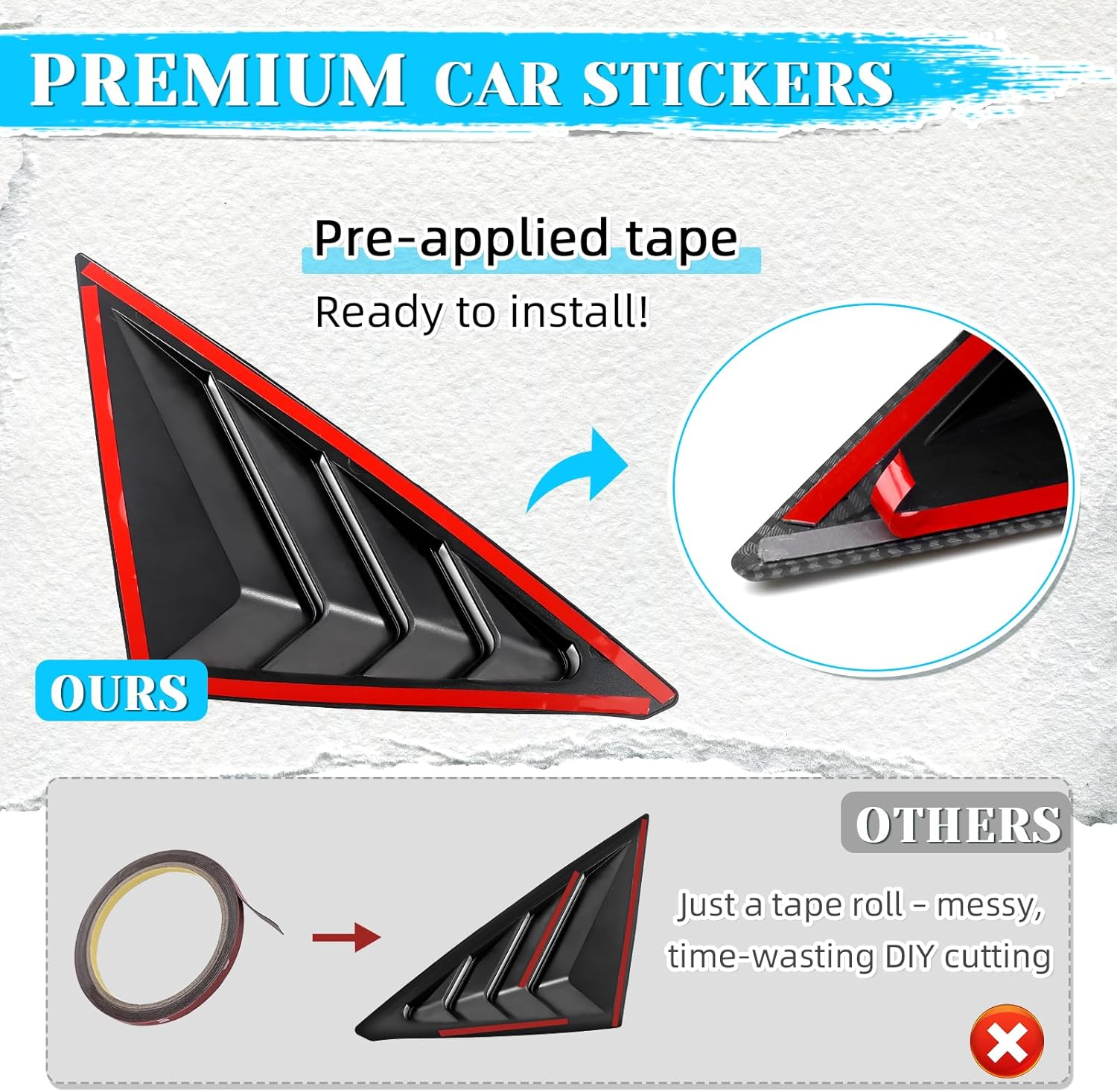 Alicatong Rear Side Window Louvers for 11Th Gen Civic Hatchback Type R Compatible with Honda Civic 2025 2024 2023 2022 Exterior Accessories Air Vent Window Scoop Shades Blinds Cover(Carbon Fiber) image number 5