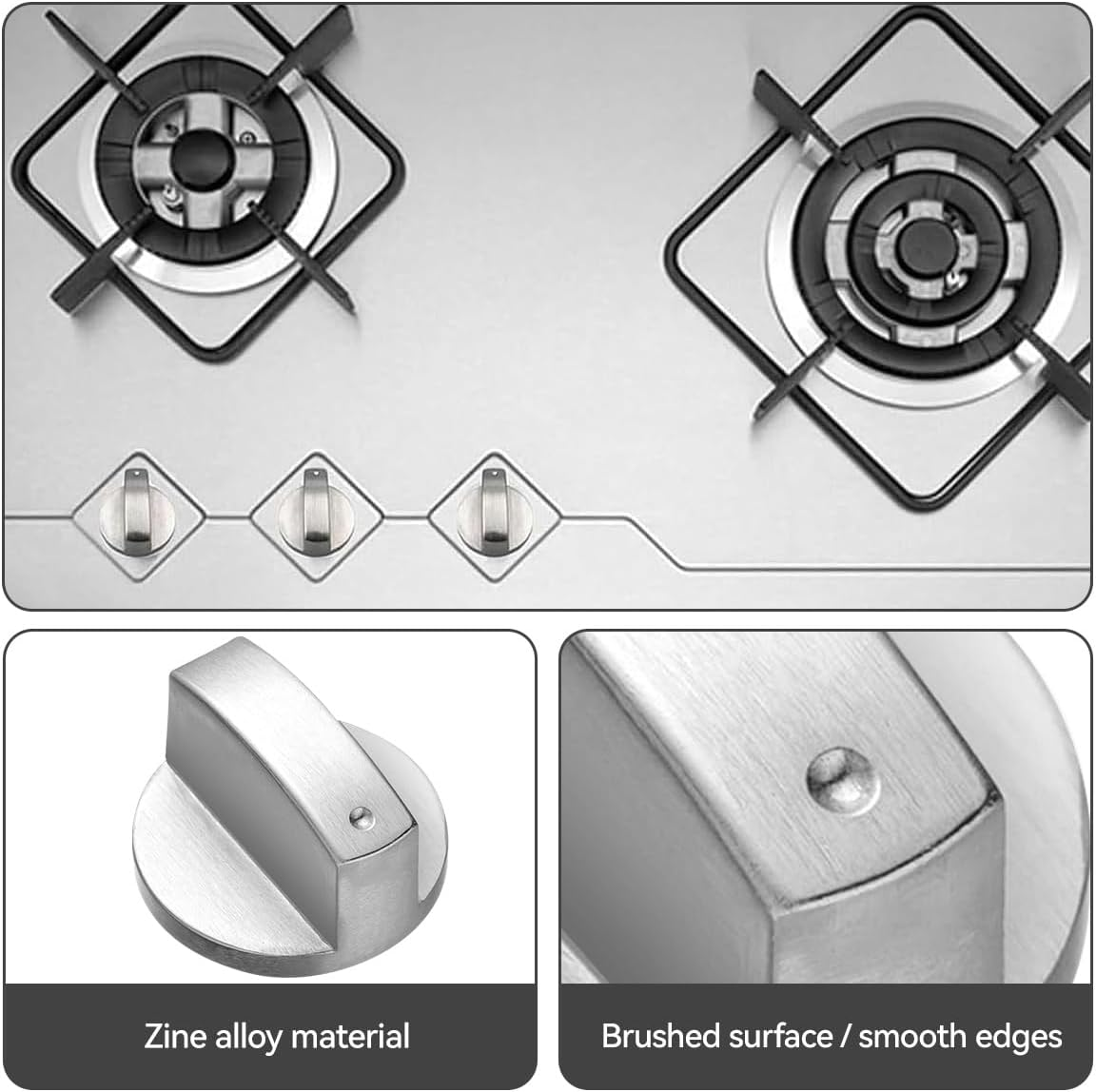Proxima Direct 6 Pack Stove Knob 6MM Zinc Alloy Control Knob Oven Switch Universal Stainless Steel Gas Stove Control Knobs for Oven Cooktop Gas Stove, Compatible with General Oven,Stove,Range image number 4