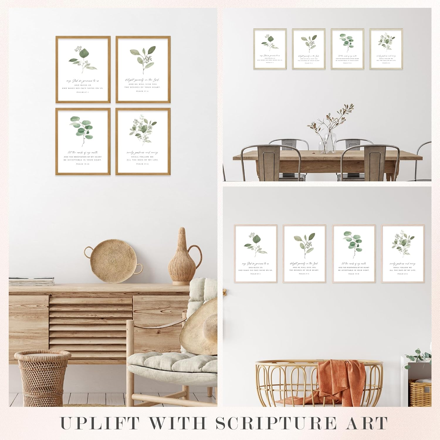 Psalms Scripture Wall Art Christian Wall Art - Bible Verse Wall Art Set of 4 (8X10") Christian Wall Decor - Bible Scripture Wall Art, , Christian Art Bible Verses Wall Decor, Scripture Artwork - Unframed - White image number 3