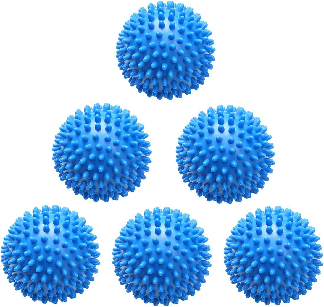 Reusable Dryer Balls Laundry Wash Dryer Balls Anti-Static Fabric Softener Laundry Washing Ball, 6Pcs (Blue)