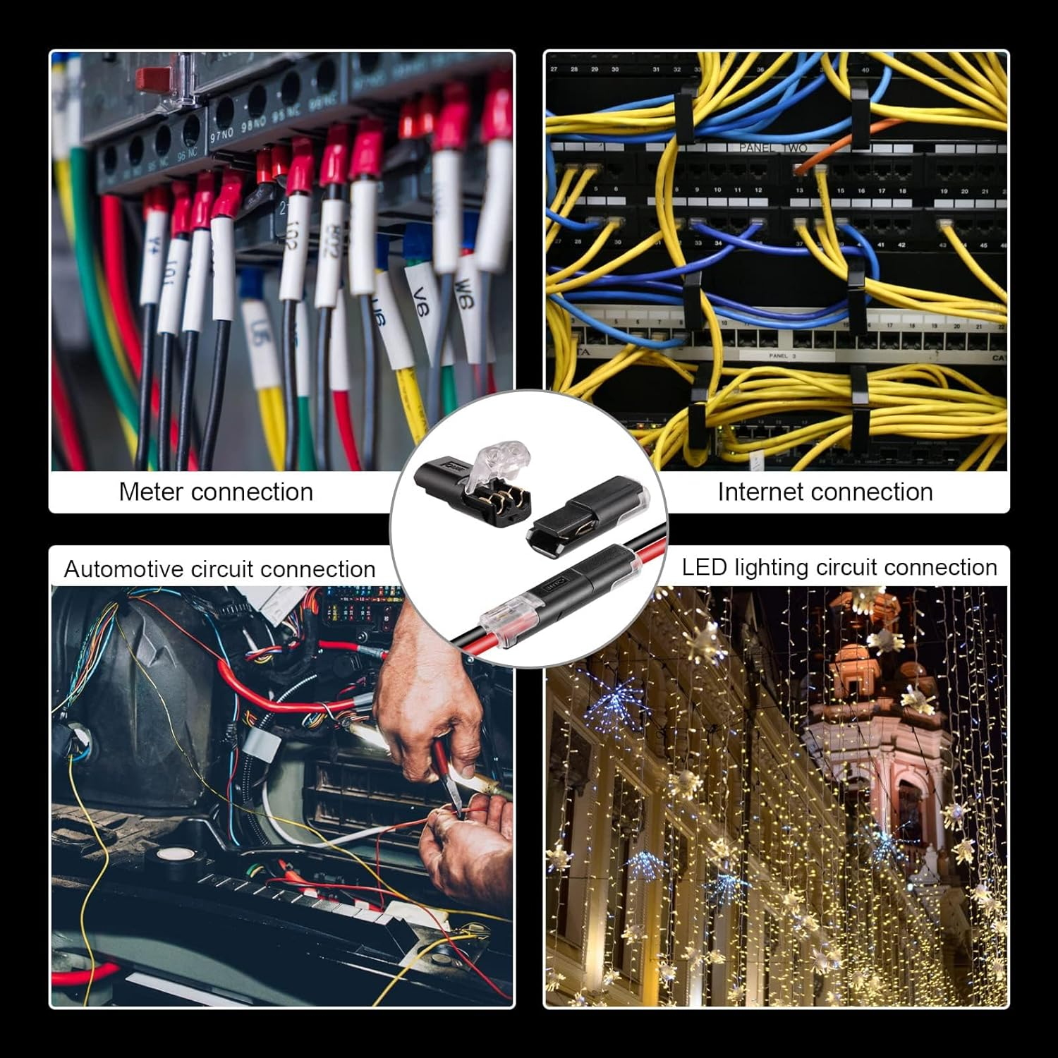 JIZZU Low Voltage Wire Connectors, 2 Pin Electrical Connectors Compact Wire Terminals, Quick Dual Wire Terminal Block No Wire-Stripping Required Compact Conductor Cable Connectors for 18-22Mm AWG (32) image number 5