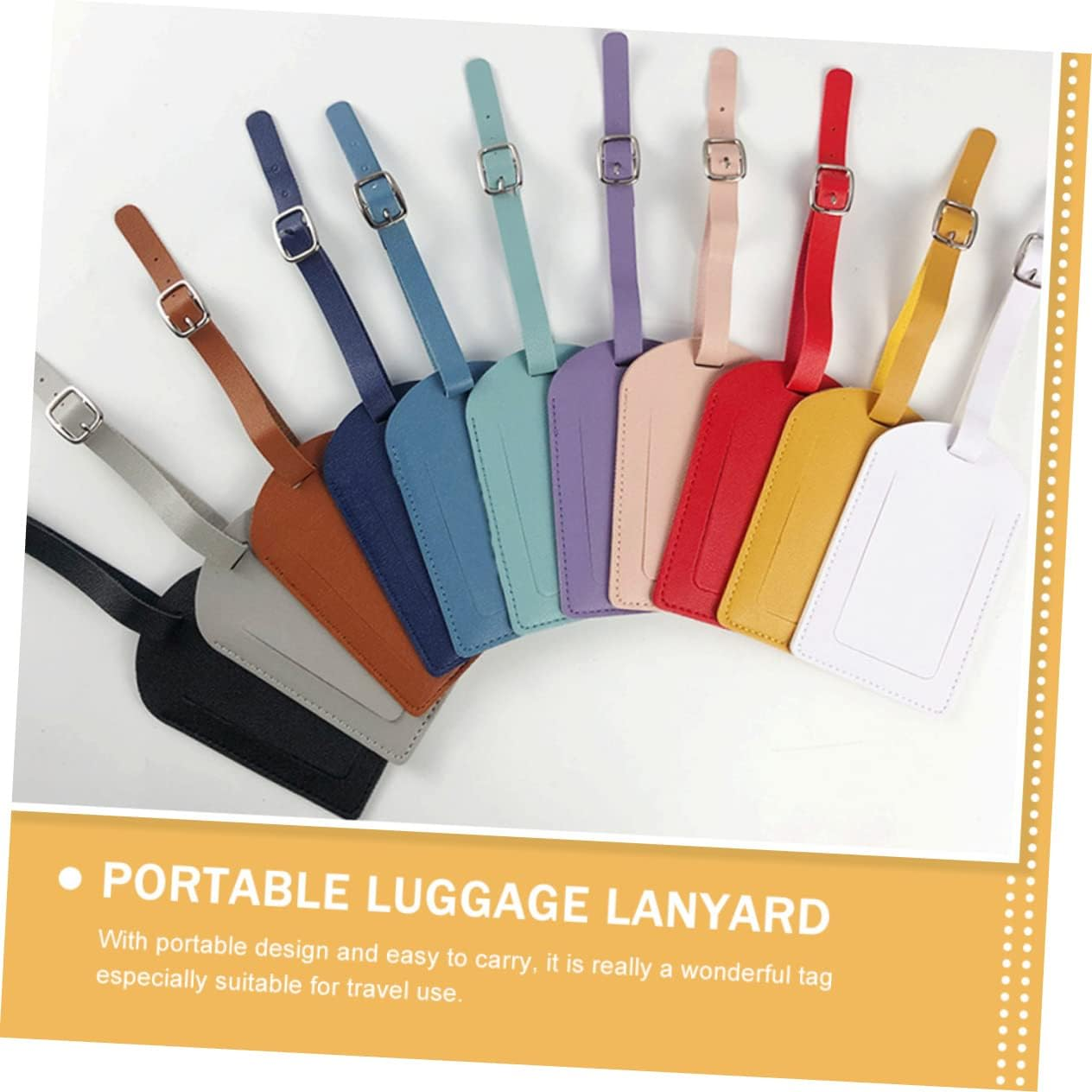 WATIIFUFU 5Pcs Lightweight Luggage Tags Lanyard Design Pu Labels for Easy Identification of Suitcases and Travel Accessories image number 5