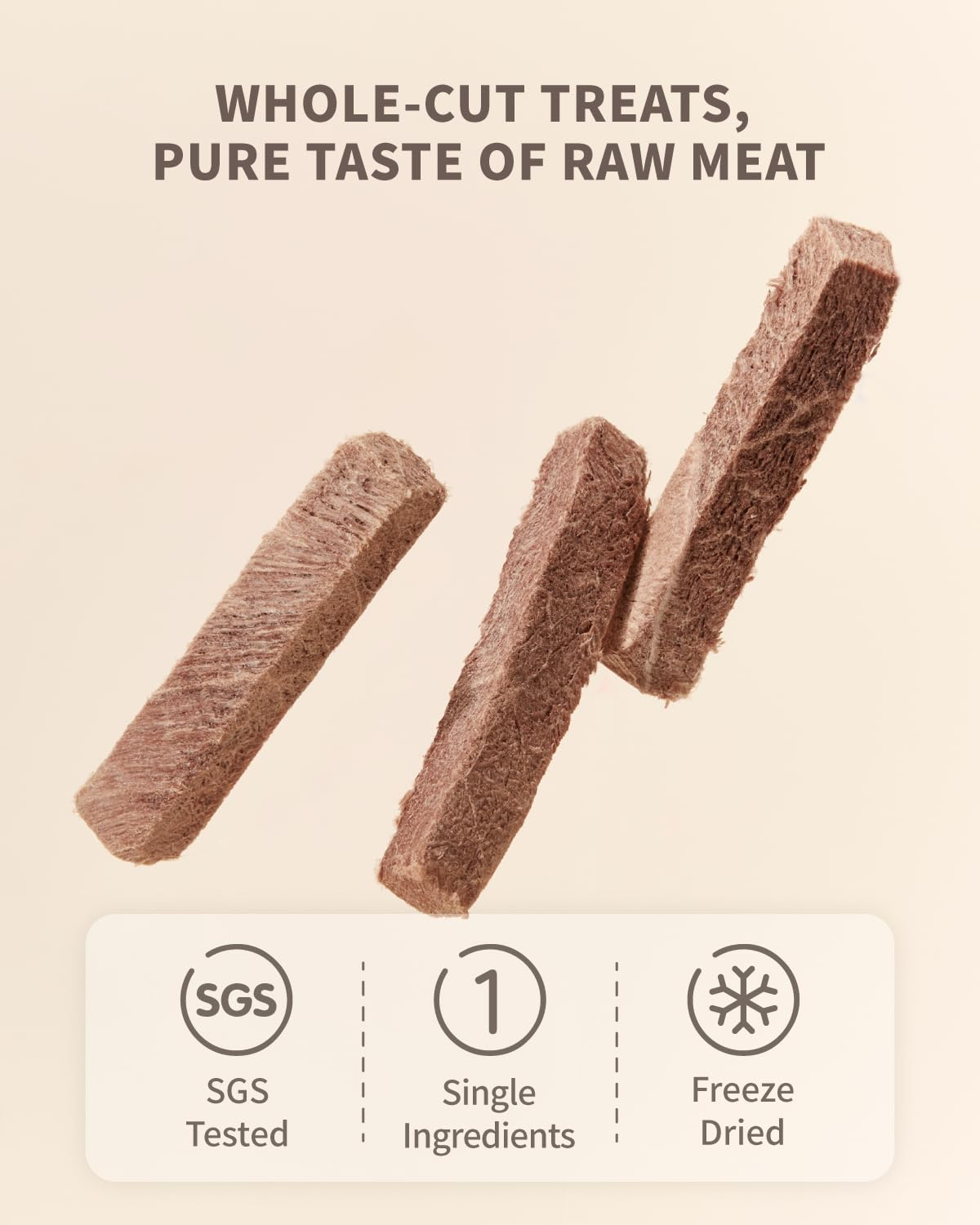 Freeze-Dried Beef Treat for Small Dog & Cat, Dehydrated Whole Cut Raw Treats for Training, Health Natural Single Ingredient Cats Dogs Dry Food (70G) image number 1