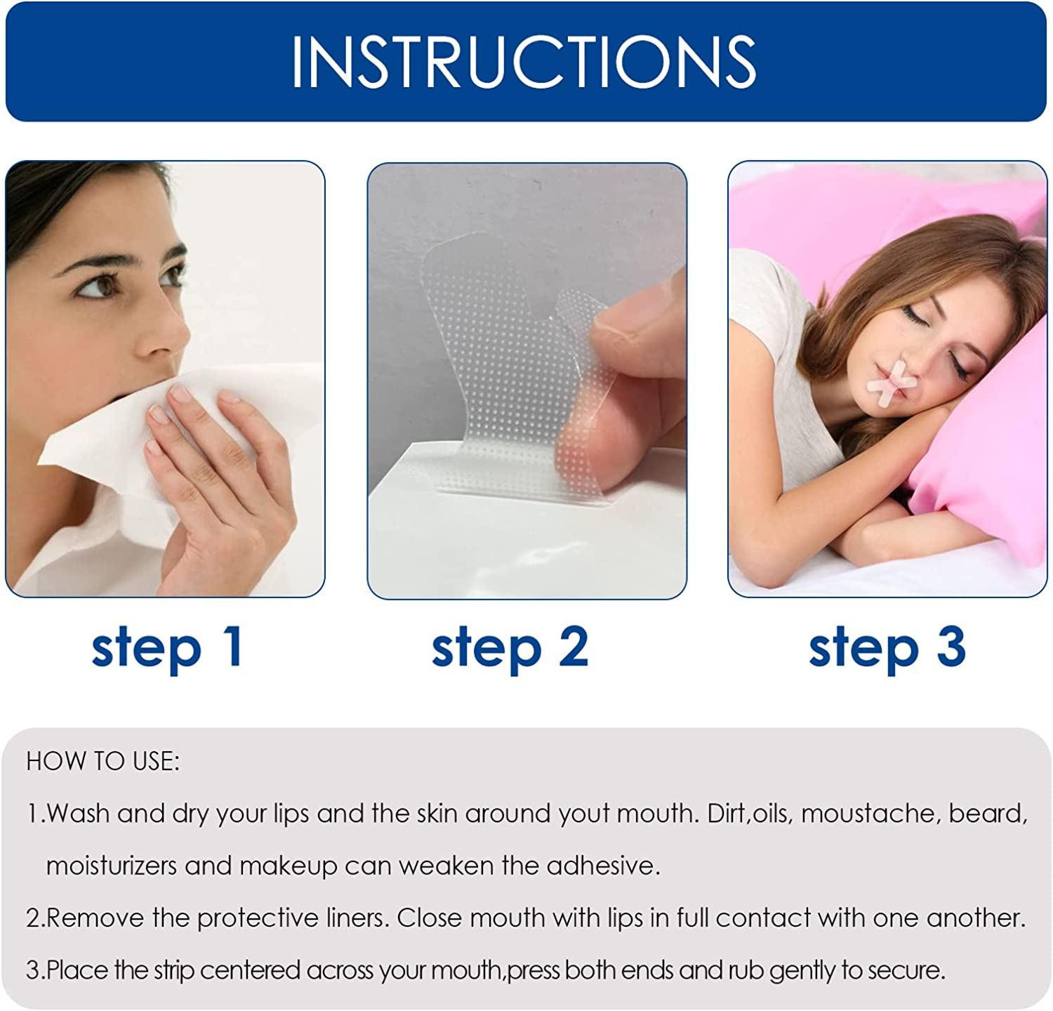 60 Pcs Sleep Strips,Anti Snoring Devices Advanced Gentle Mouth Tape for Sleeping Stop Snoring Mouth Tape for Better Nose Breathing Sleep Aids Mouth Sleep Strips for Snoring Reduction image number 3