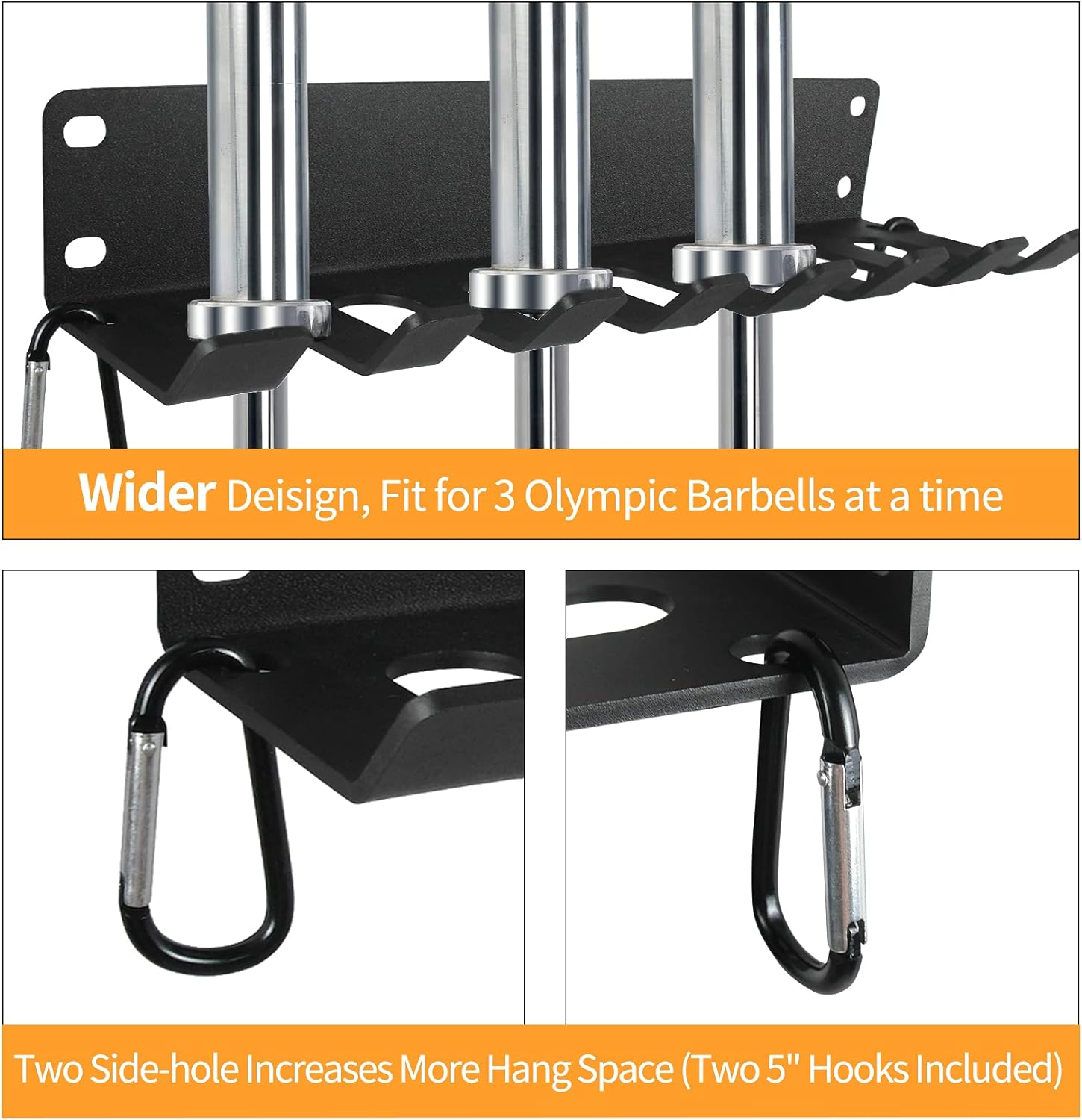 Vehcarc Home Gym Storage, Heavy-Duty Barbell Holder, Barbell Storage for Olympic Barbell, Gym Accessories Kettlebells Weight Bar Workout Rack Equipment Fitness Foam Roller Jump Rope Resistance Band image number 5