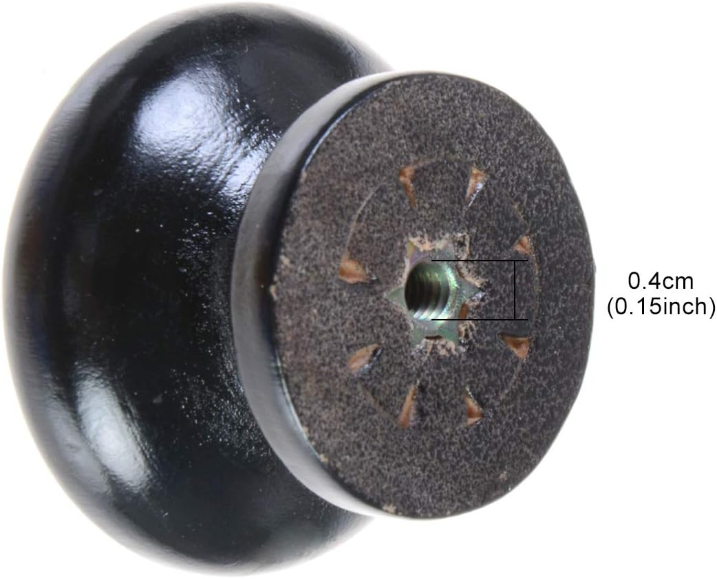 12Pcs Black Wood Knobs, Mushroom Shape Cabinet Knobs Vintage Drawer Knobs, Natural Wooden Cabinet Hardware for Furniture Drawer Dresser Wardrobe image number 5