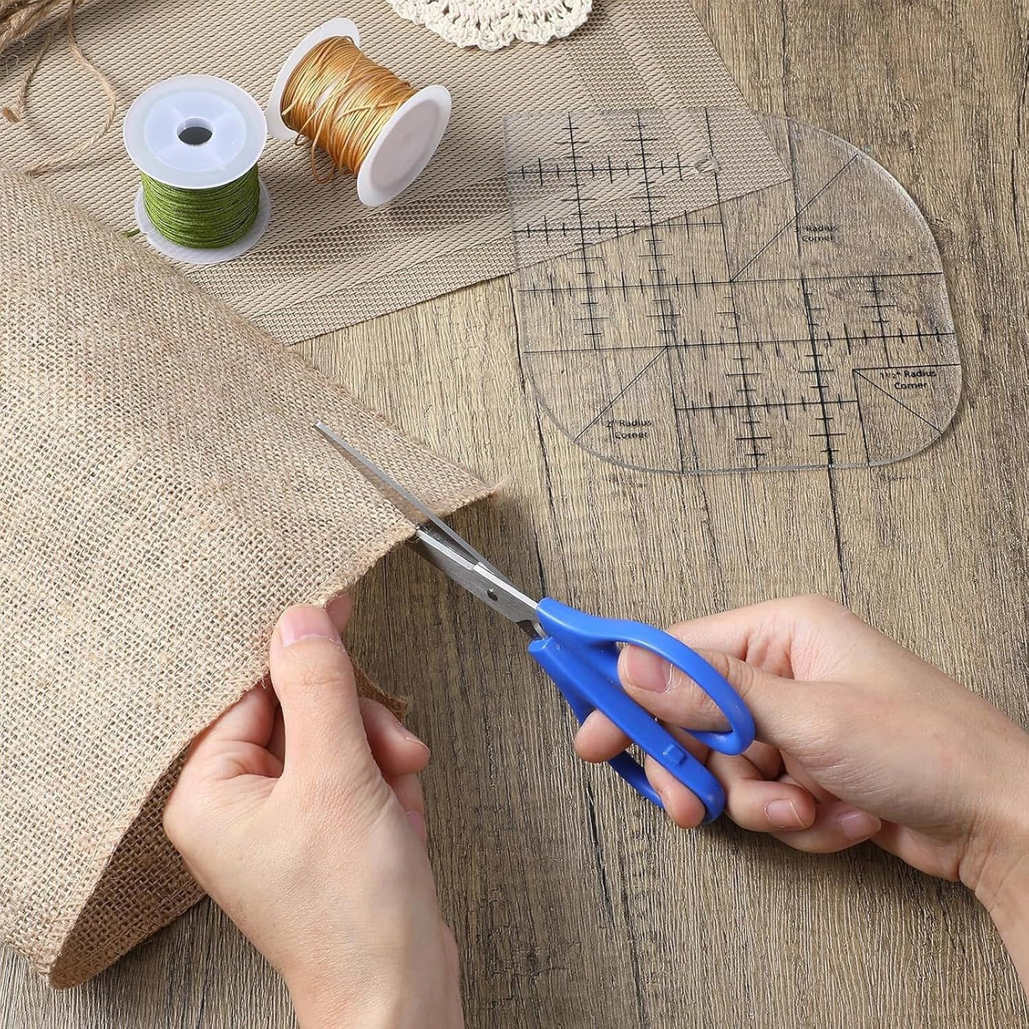 Zalizr Acrylic Curved Corner Cutter Ruler, Transparent Quilting and Sewing Template, Multi-Size Patchwork Ruler for Fabric, Paper, DIY Crafts, and Scrapbooking image number 1