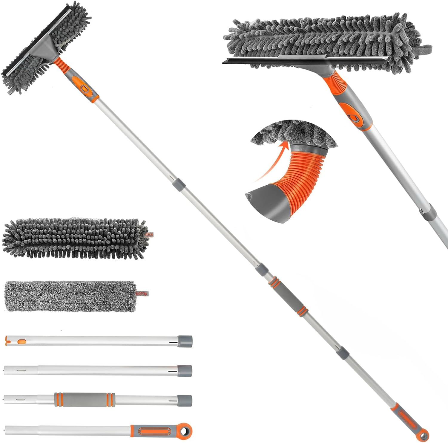 Eazer Window Squeegee Cleaner - 2 in 1 Window Cleaning Tool Kit, 62Inch Extension Pole Washer Equipment for Car Indoor Outdoor Window Glass image number 1