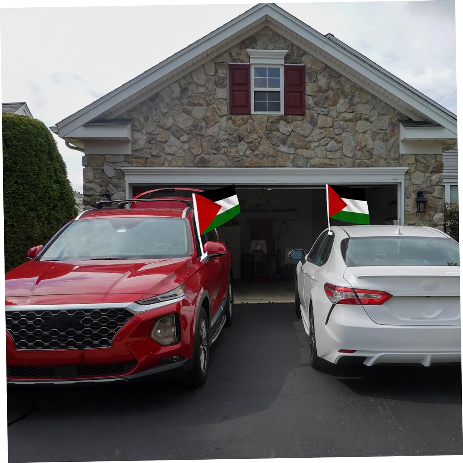 Palestine Flag for Car, 2Pcs 12"X18" Palestine Car Flags with Flagpole, Fade Resistant Palestinian National Flags for Patriotic Events, Parades & Sports Events image number 1