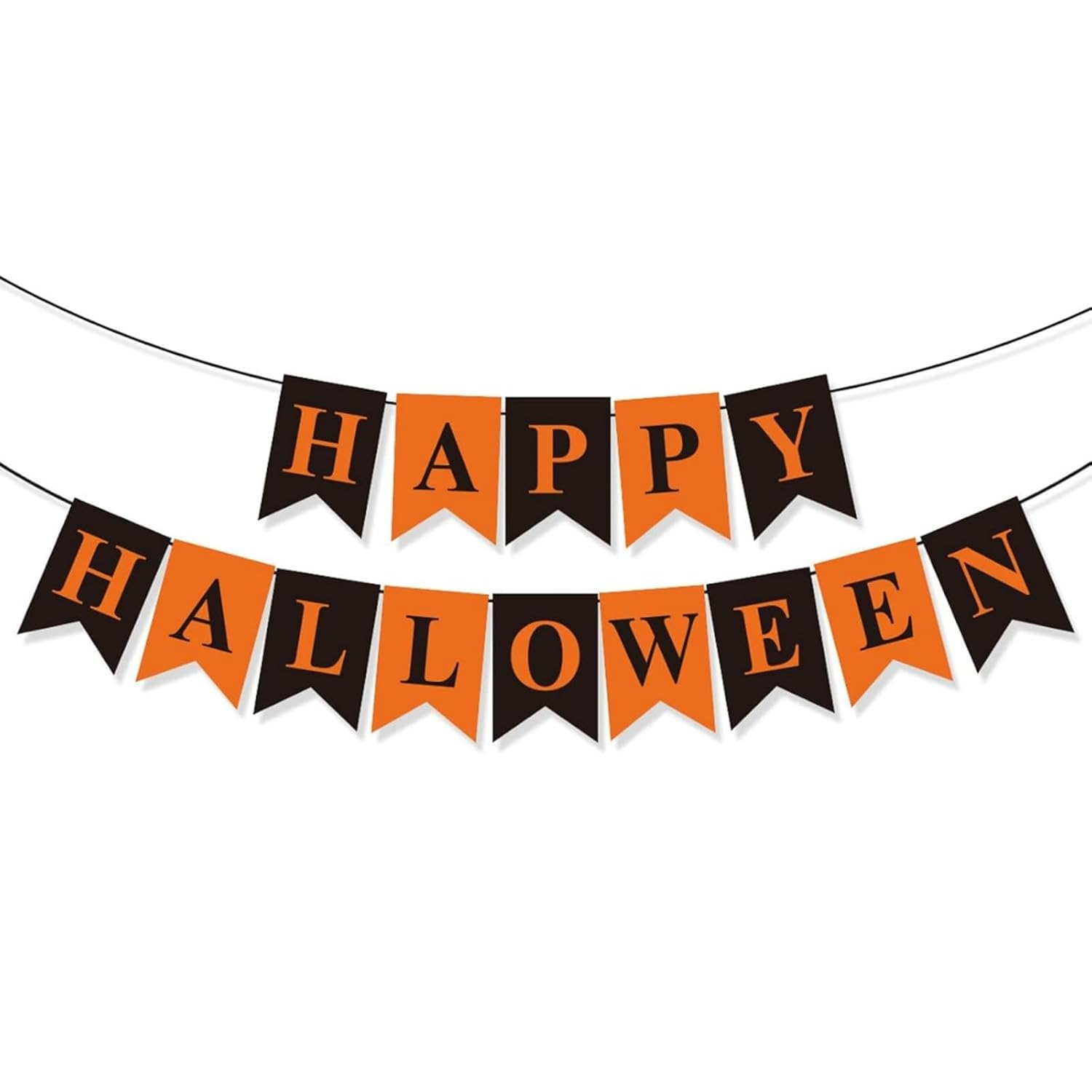 Halloween Banner Orange and Black Halloween Bunting Banner Garland Happy Halloweens Party Decorations Hanging Halloweens Party Favors Supplies image number 1