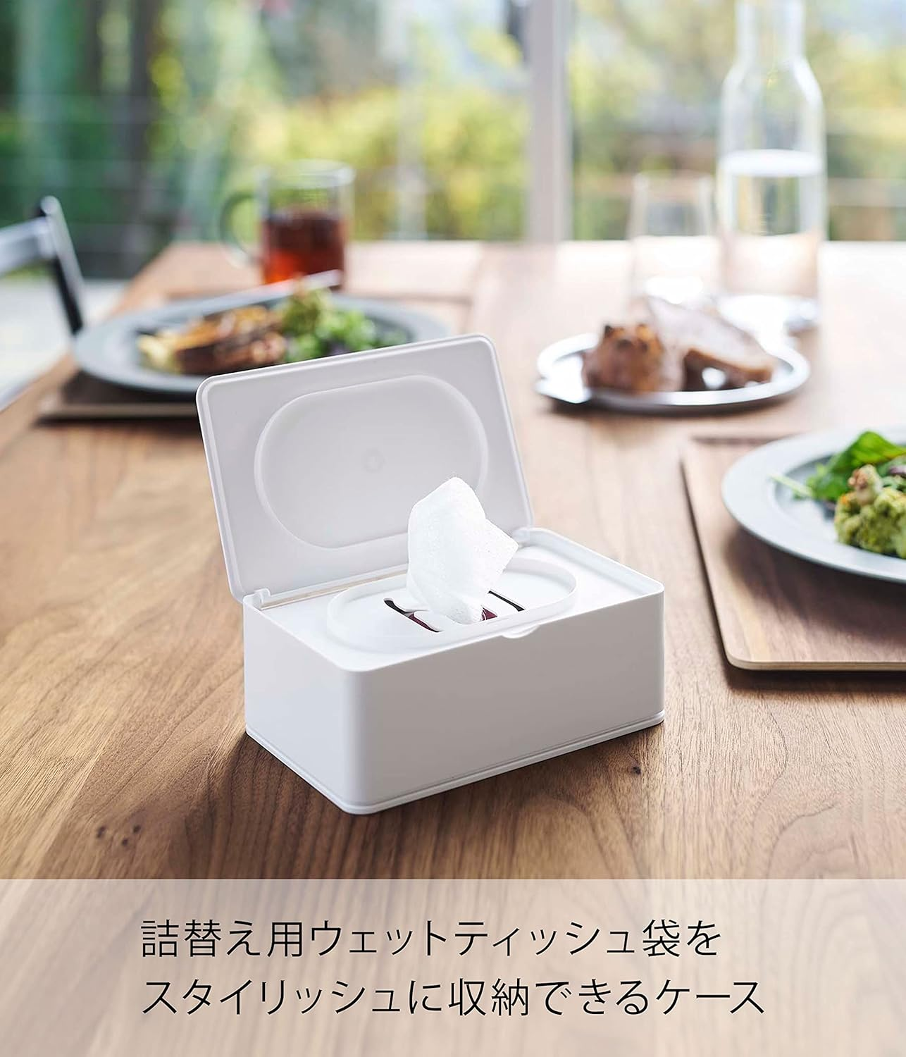 Yamazaki Industries 5578 Wet Wipes Case, White, Approx. W 6.3 X D 3.9 X H 2.4 Inches (16 X 10 X 6 Cm), Smart Smart Paper Stopper Included image number 4