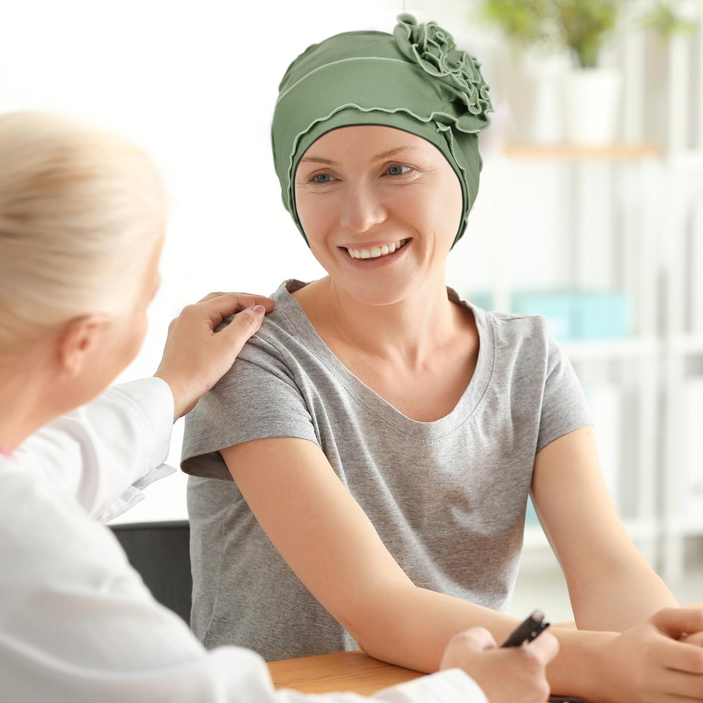 Dumrotite 4 Pieces Cotton Chemo Headwear for Women, Breathable Cancer Headwear Elastic Chemo Hats for Women with Hair Loss image number 6