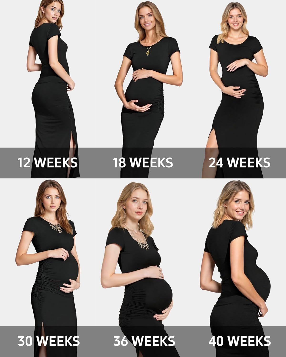 Women'S Maternity Ruched Bodycon Dresses Short Sleeve Split Maternity Dresses Baby Shower Pregnancy Photoshoot image number 6
