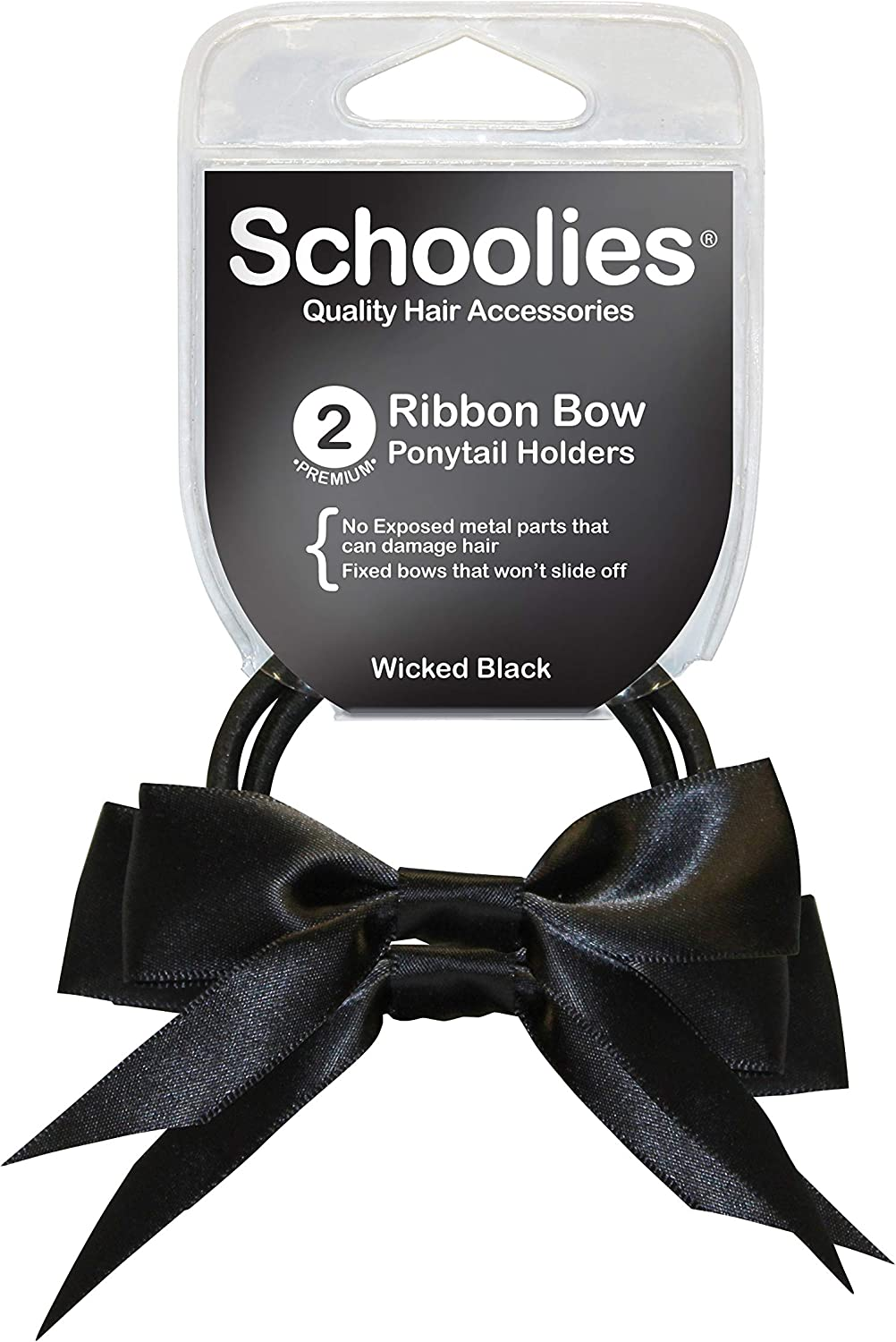 Schoolies Hair Accessories Ponytail Holder with Bow 2 Pieces, Angel White