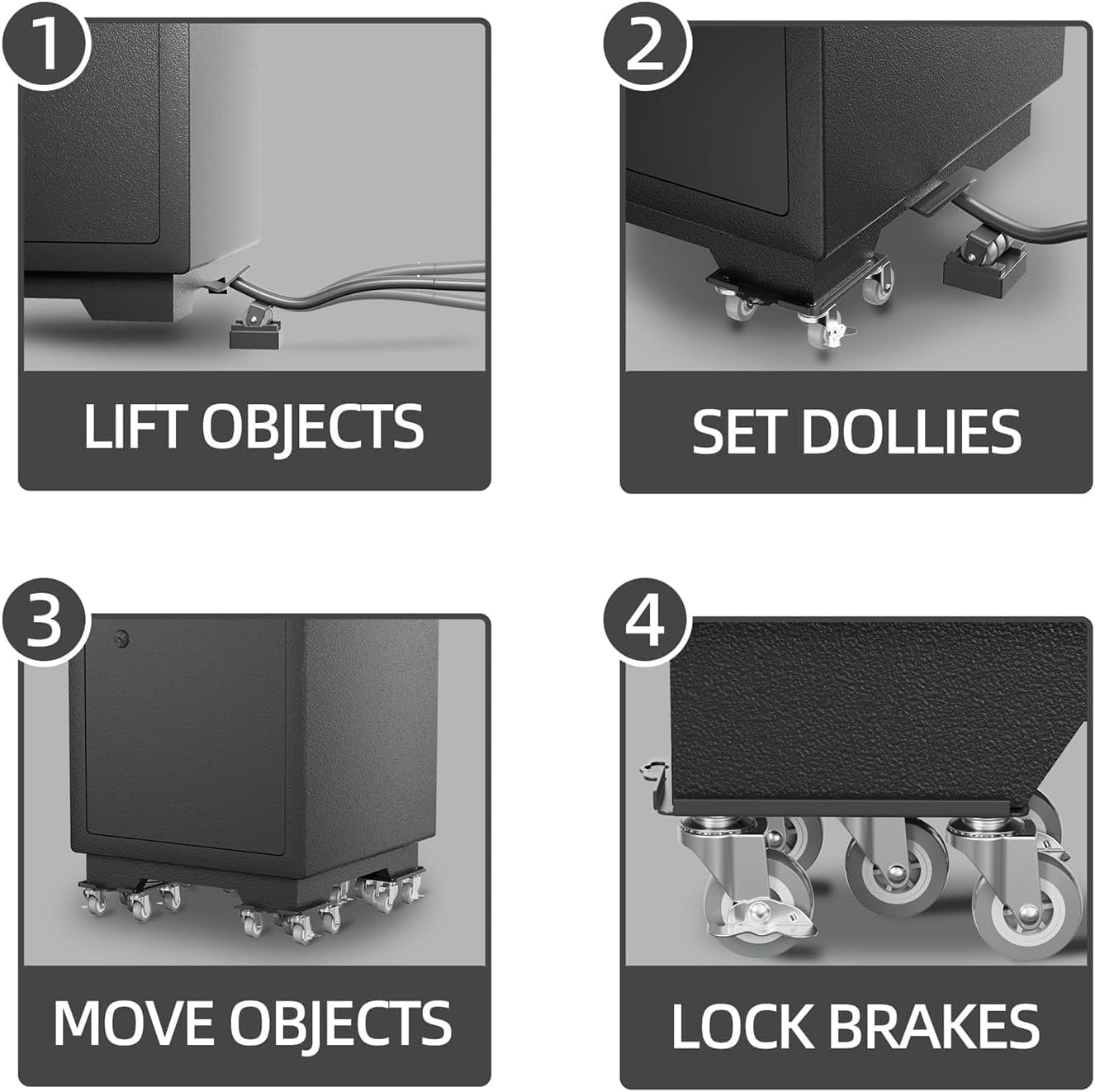 Furniture Dolly,Furniture Mover Pro Set,Furniture Lifter with 5 360&deg; Rotatable Rubber Universal Wheels，Carbon Steel Panel Furniture Movers，Maximum Load 2000LBS.