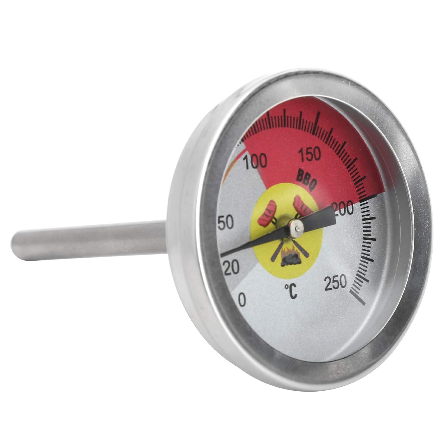 0‑250℃ Durable Grill Thermometer Stainless Steel Oven Pointer Thermometer Temperature image number 3